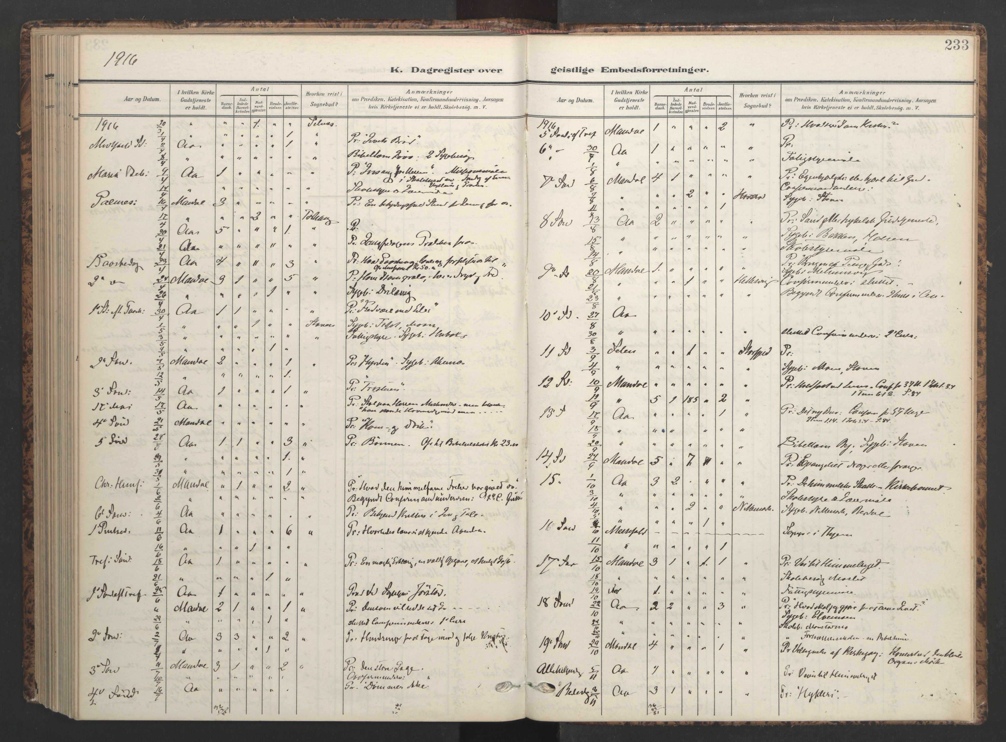 Ministerialprotokoller, klokkerbøker og fødselsregistre - Sør-Trøndelag, SAT/A-1456/655/L0682: Parish register (official) no. 655A11, 1908-1922, p. 233