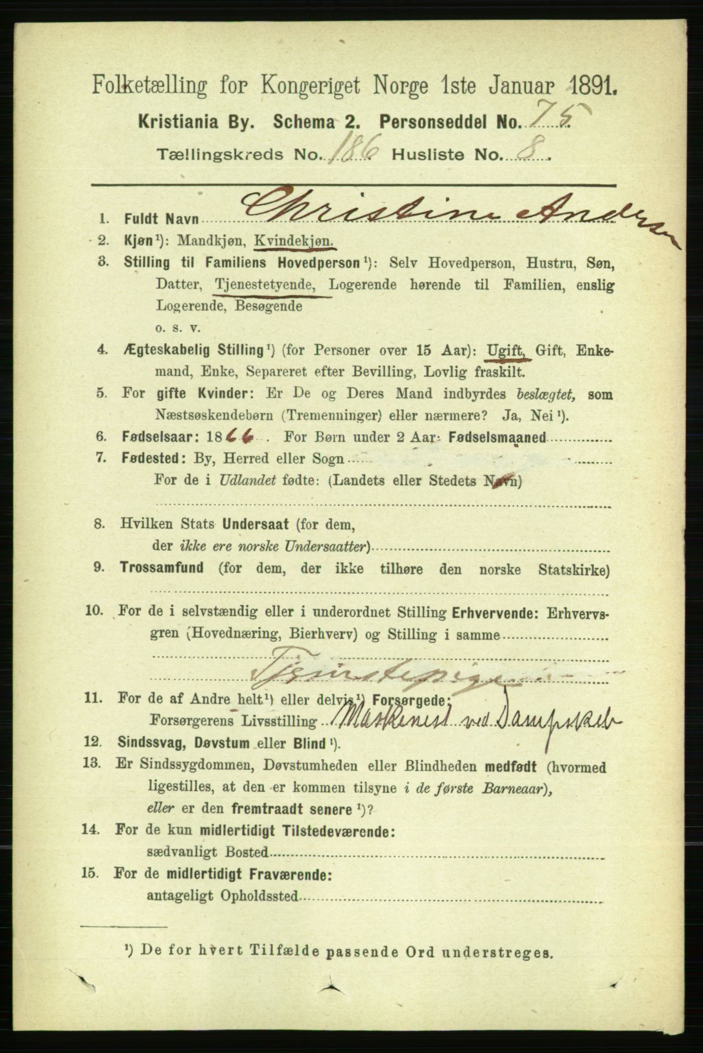 RA, 1891 census for 0301 Kristiania, 1891, p. 111758