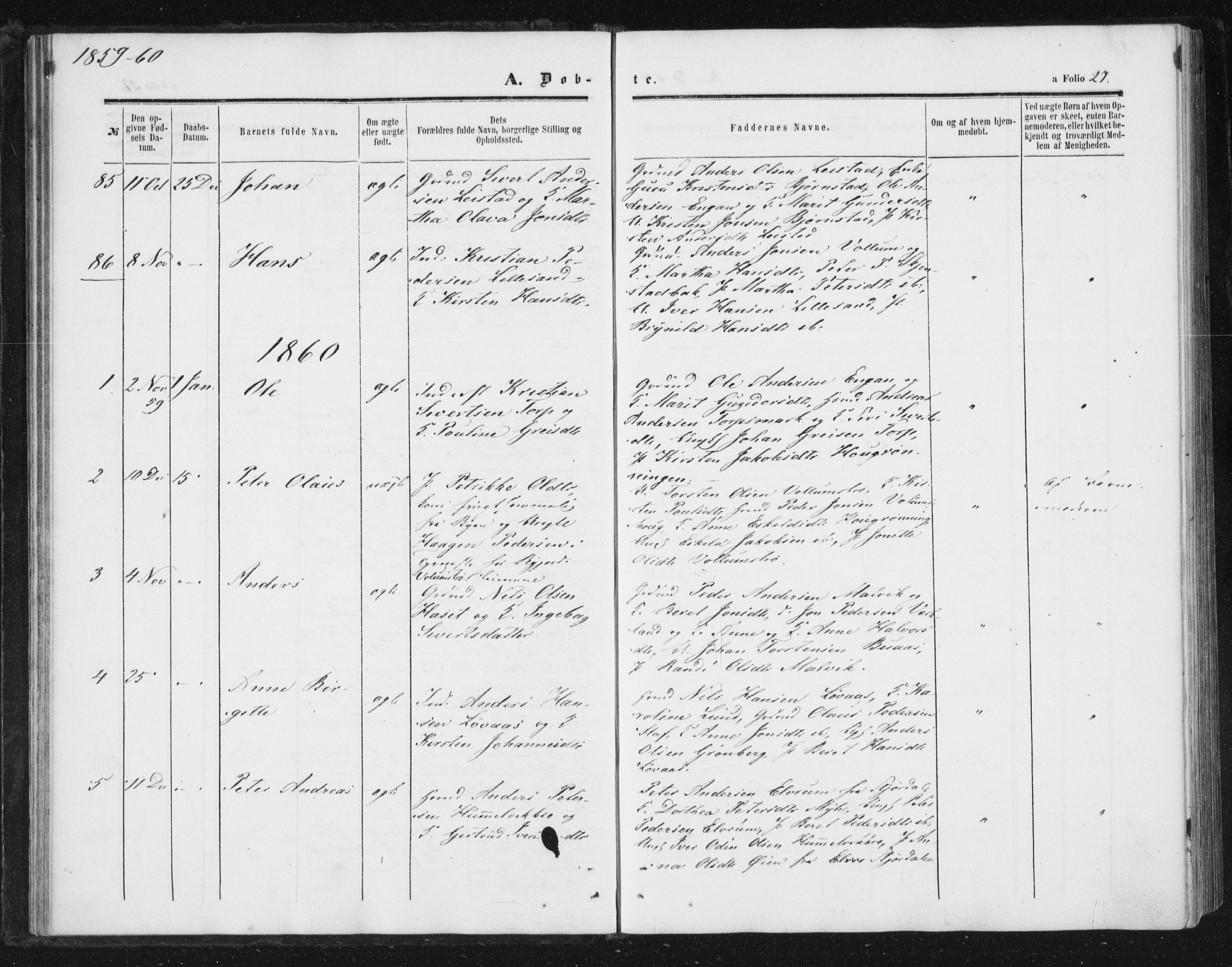 Ministerialprotokoller, klokkerbøker og fødselsregistre - Sør-Trøndelag, SAT/A-1456/616/L0408: Parish register (official) no. 616A05, 1857-1865, p. 27