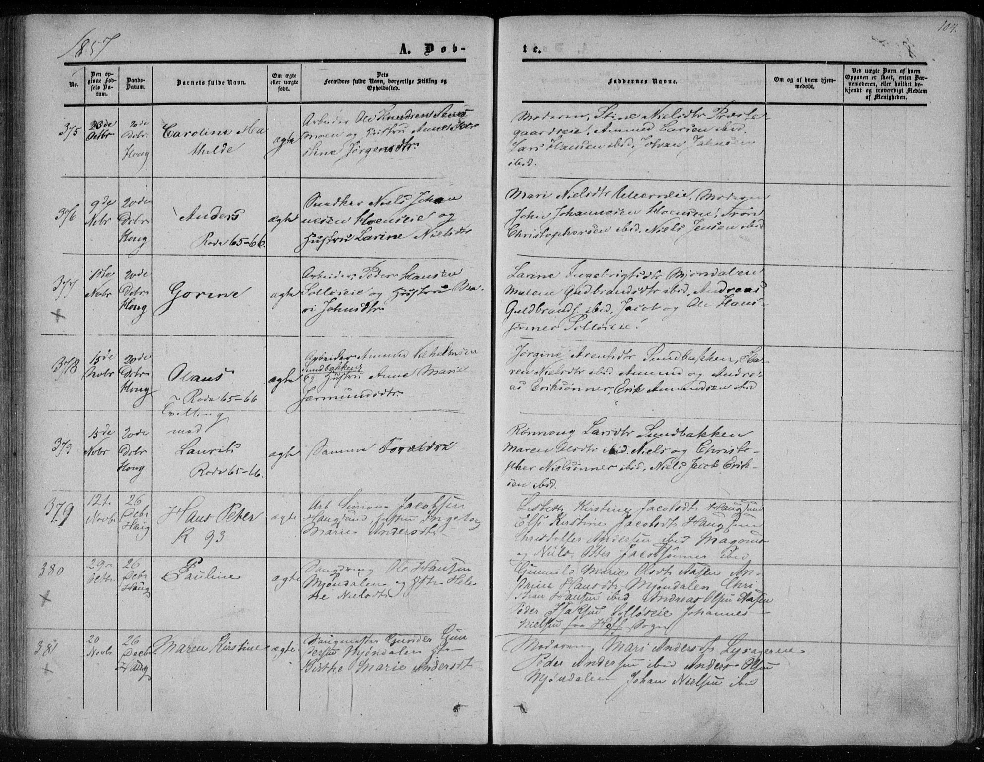 Eiker kirkebøker, AV/SAKO-A-4/F/Fa/L0015a: Parish register (official) no. I 15A, 1854-1860, p. 104