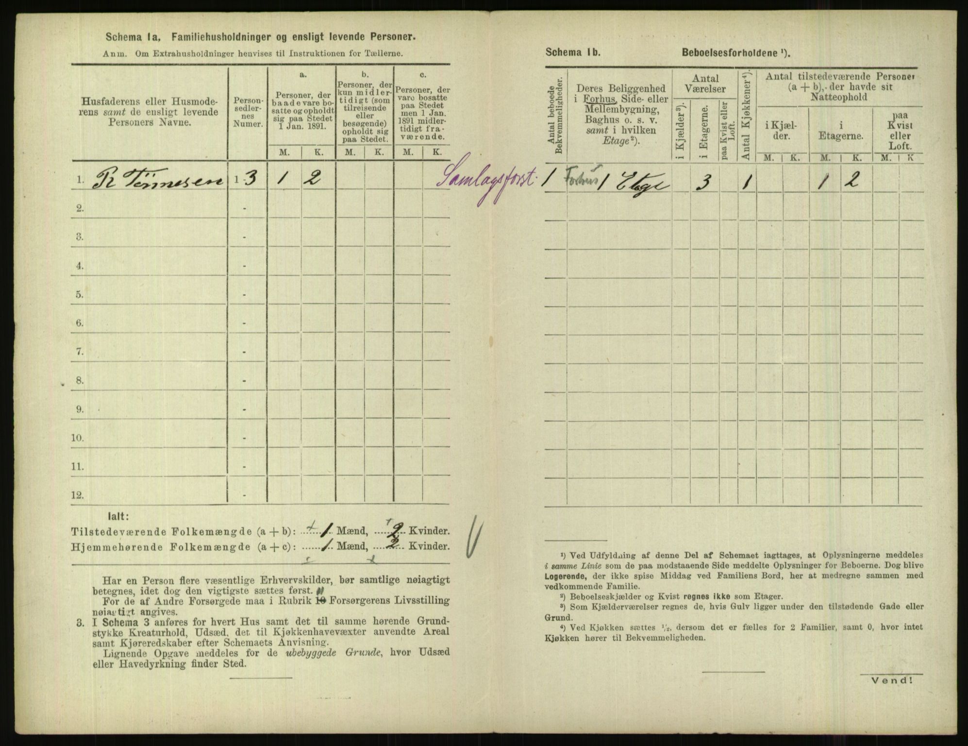 RA, 1891 census for 1001 Kristiansand, 1891, p. 1293