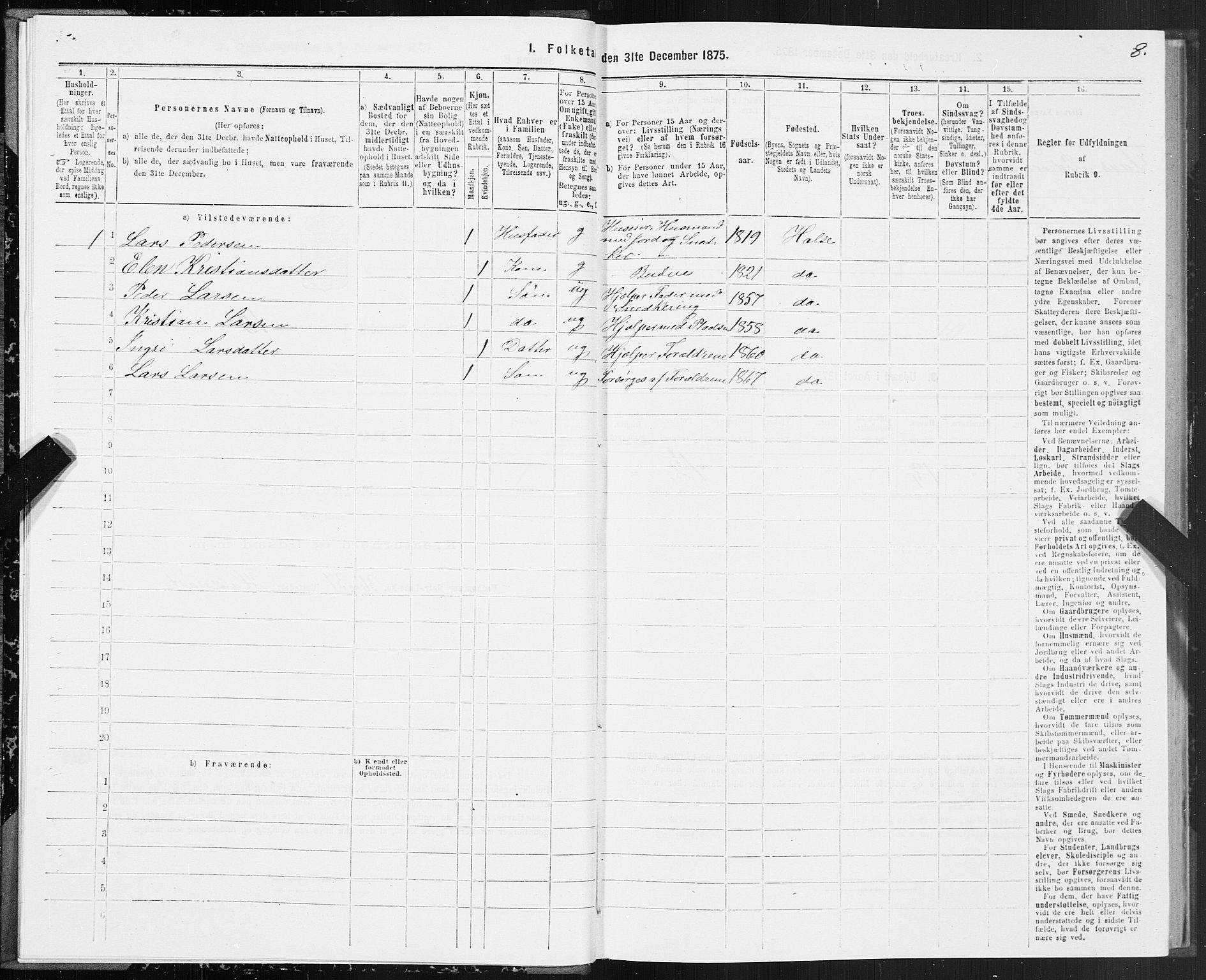 SAT, 1875 census for 1564P Stangvik, 1875, p. 5008