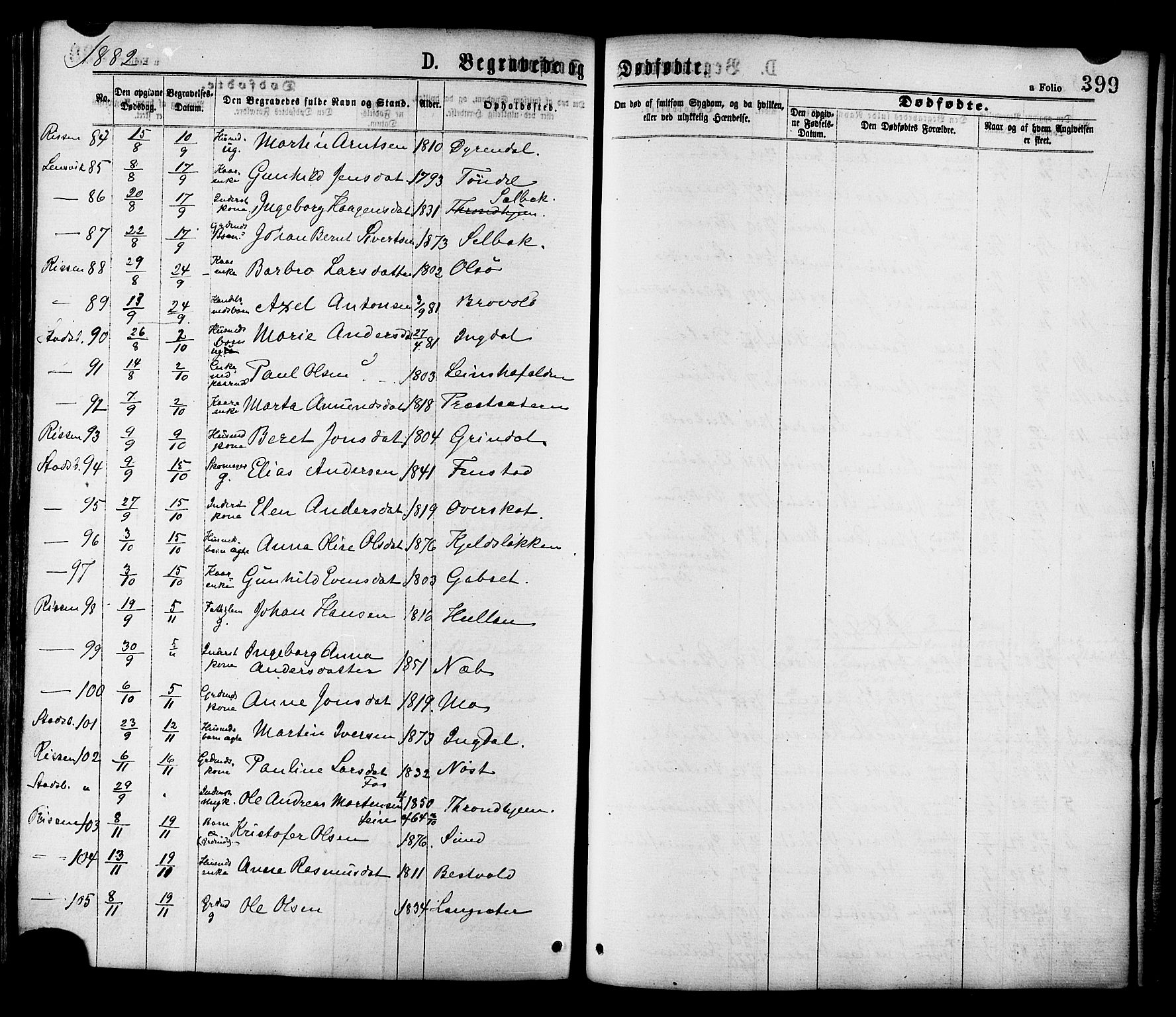 Ministerialprotokoller, klokkerbøker og fødselsregistre - Sør-Trøndelag, SAT/A-1456/646/L0613: Parish register (official) no. 646A11, 1870-1884, p. 399