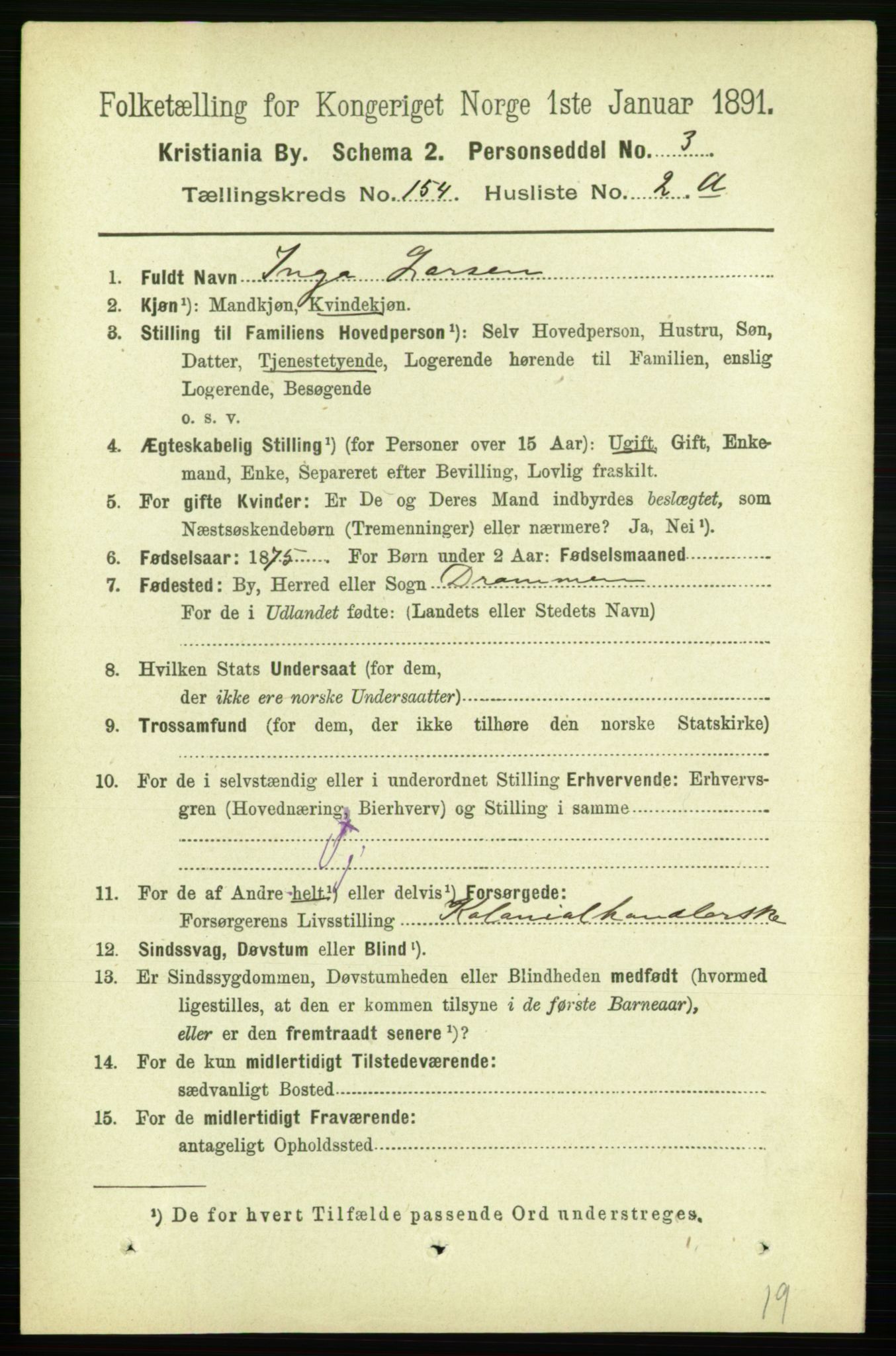 RA, 1891 census for 0301 Kristiania, 1891, p. 87428