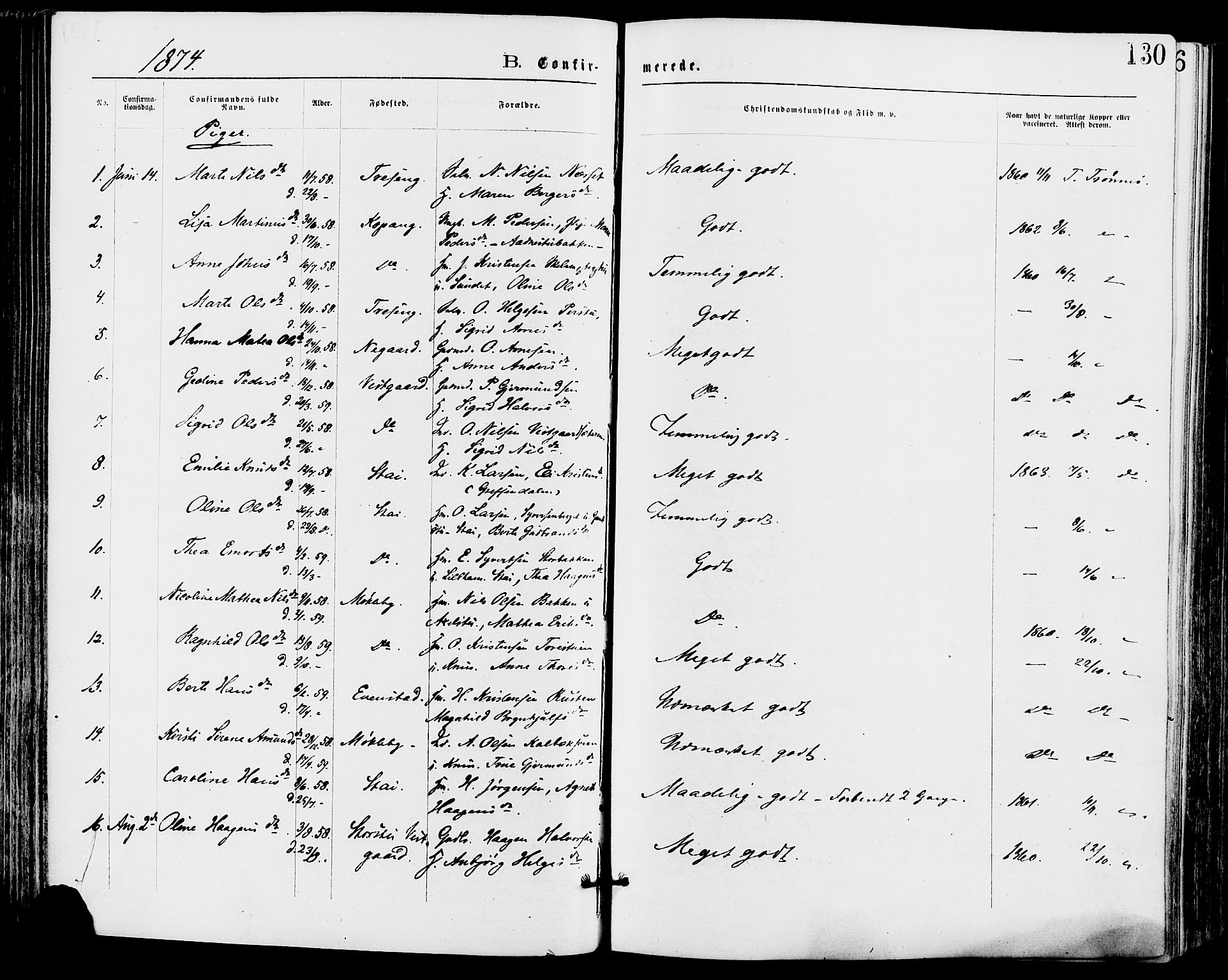 Stor-Elvdal prestekontor, AV/SAH-PREST-052/H/Ha/Haa/L0001: Parish register (official) no. 1, 1871-1882, p. 130