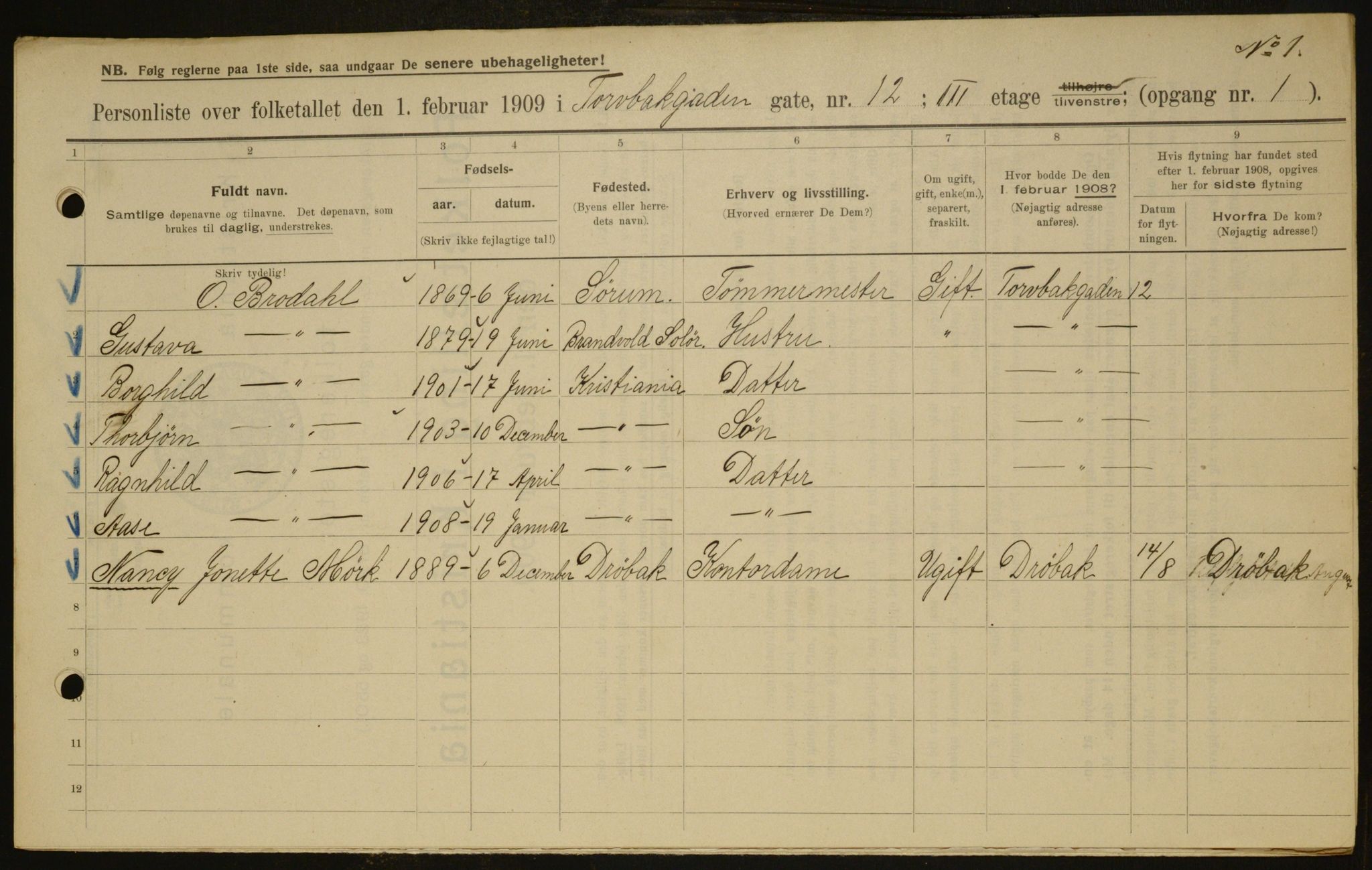 OBA, Municipal Census 1909 for Kristiania, 1909, p. 104471