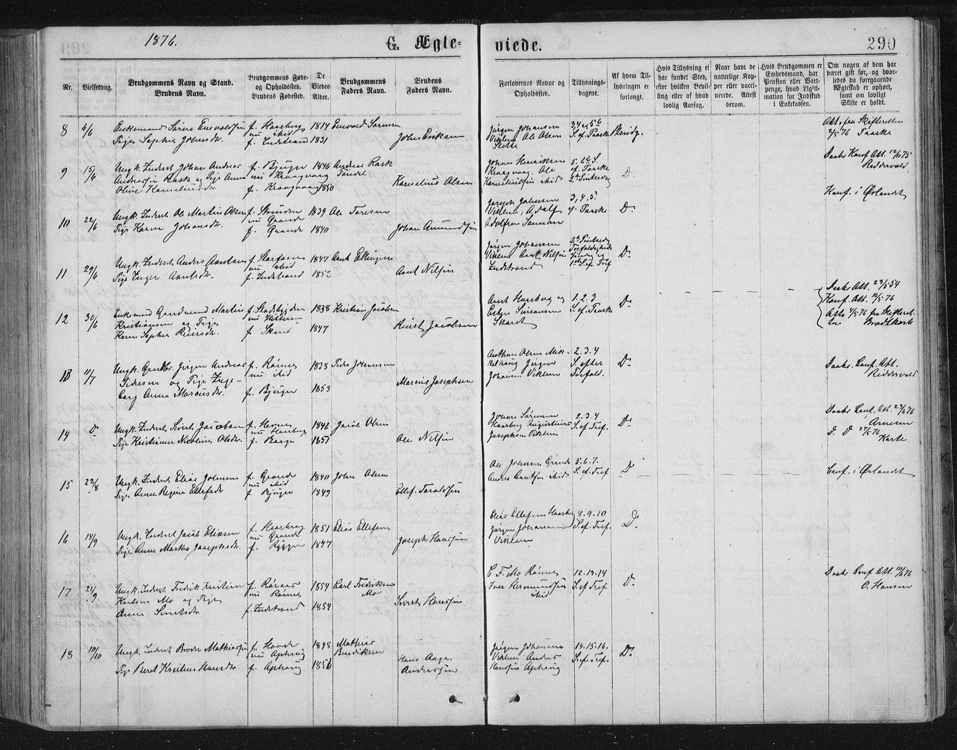 Ministerialprotokoller, klokkerbøker og fødselsregistre - Sør-Trøndelag, AV/SAT-A-1456/659/L0745: Parish register (copy) no. 659C02, 1869-1892, p. 290