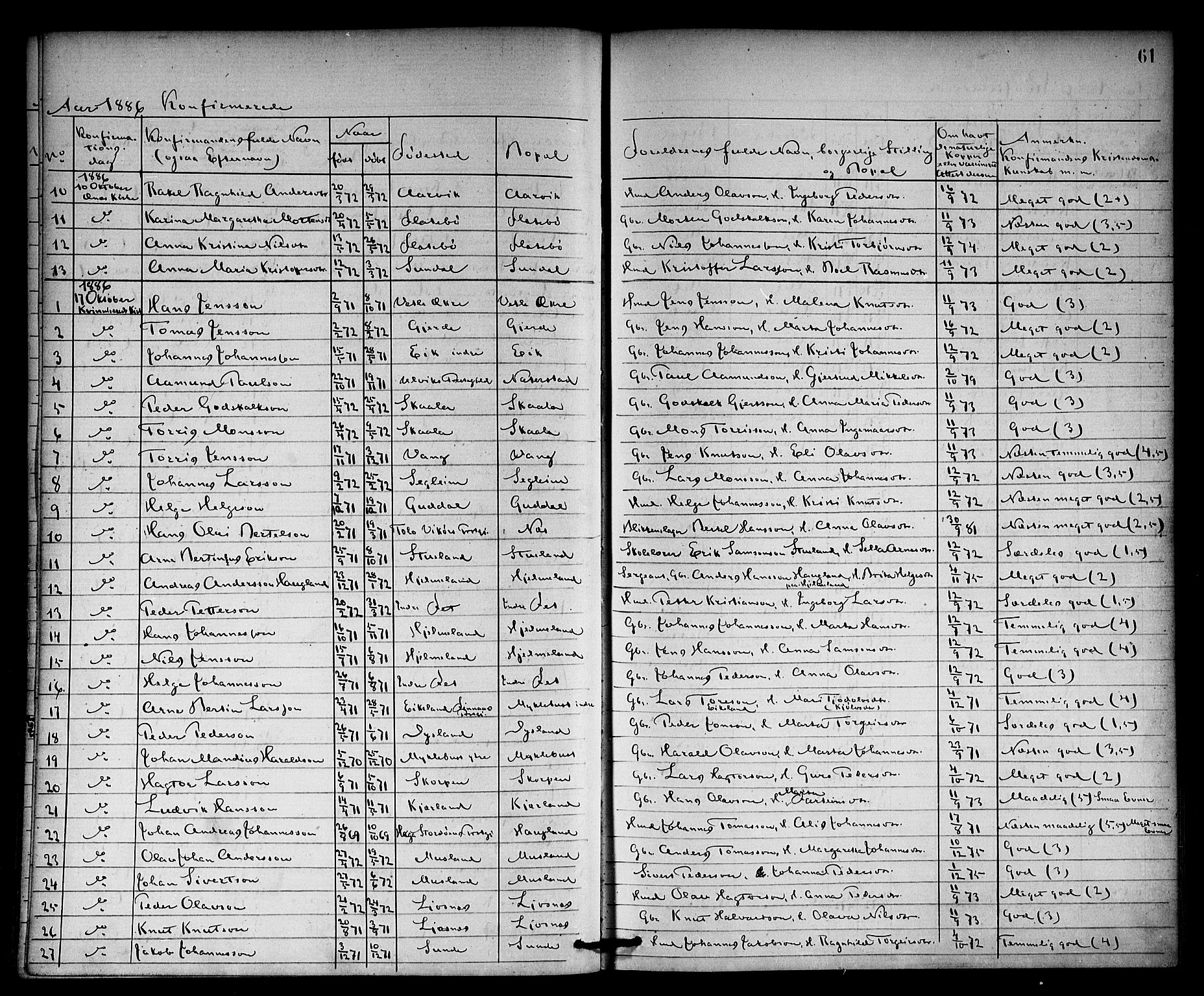 Kvinnherad sokneprestembete, SAB/A-76401/H/Haa: Parish register (official) no. A 10, 1867-1886, p. 61