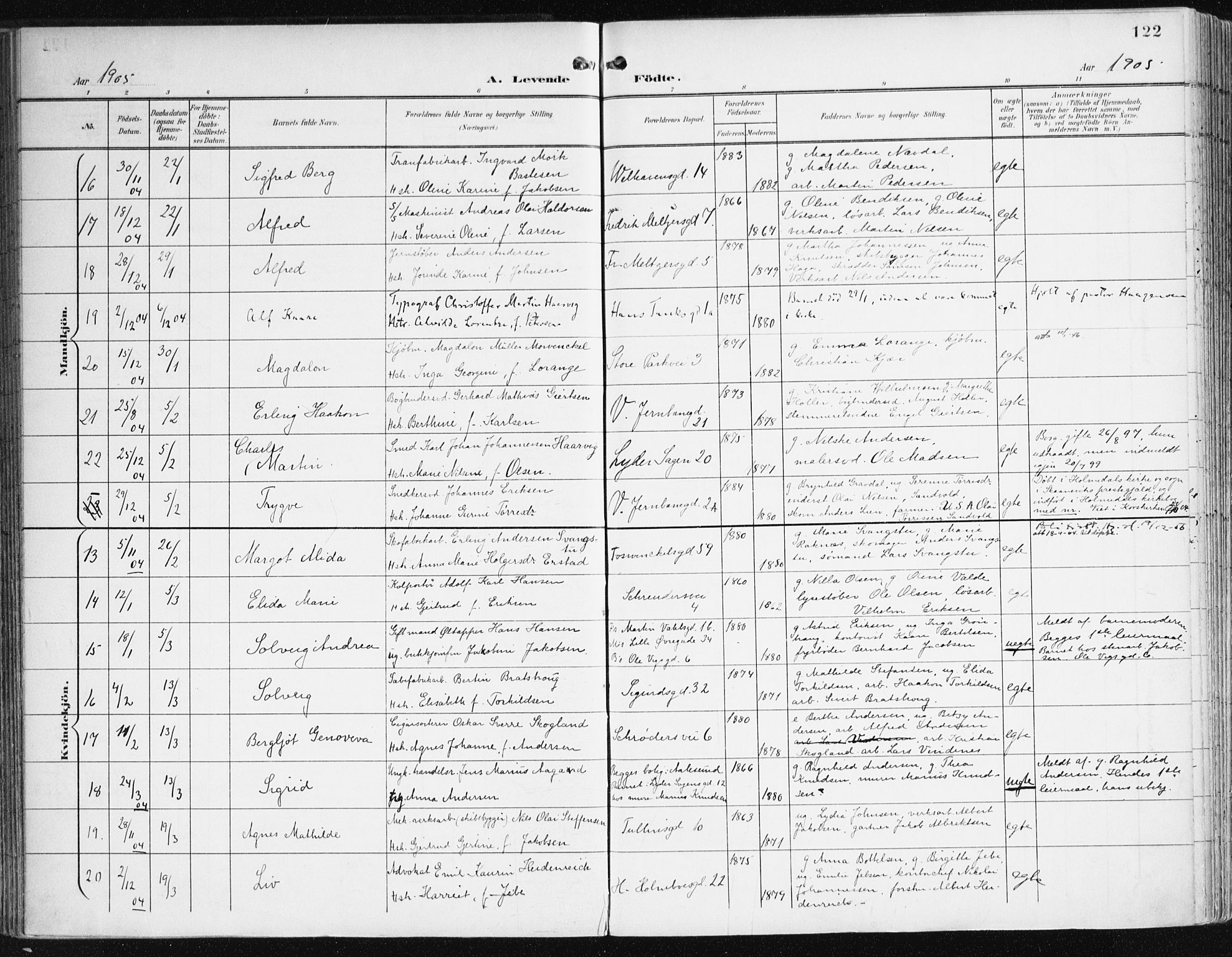 Johanneskirken sokneprestembete, AV/SAB-A-76001/H/Haa/L0002: Parish register (official) no. A 2, 1900-1912, p. 122