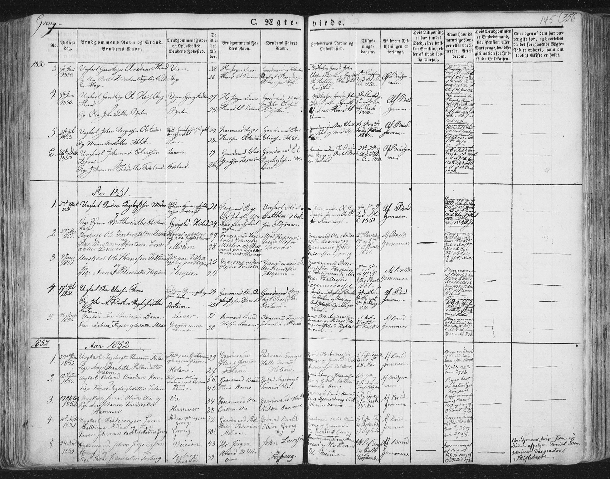 Ministerialprotokoller, klokkerbøker og fødselsregistre - Nord-Trøndelag, SAT/A-1458/758/L0513: Parish register (official) no. 758A02 /1, 1839-1868, p. 145