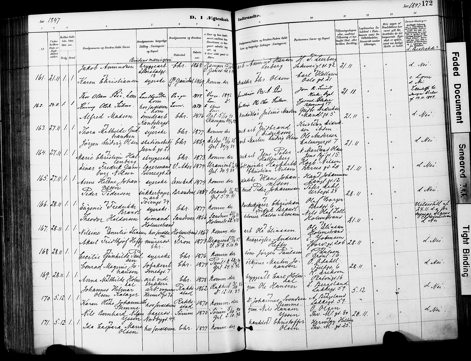 Grønland prestekontor Kirkebøker, AV/SAO-A-10848/F/Fa/L0013: Parish register (official) no. 13, 1887-1906, p. 172