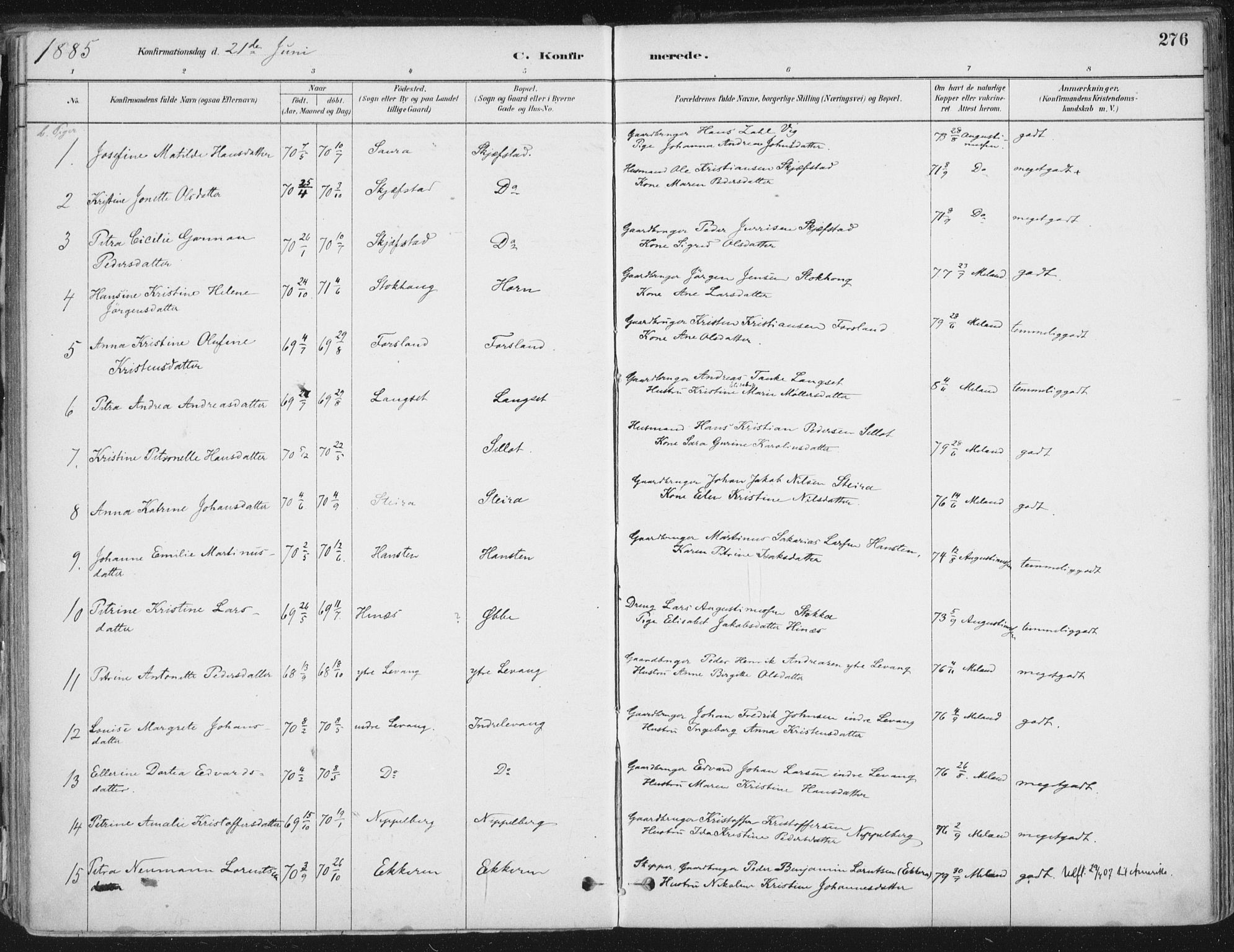 Ministerialprotokoller, klokkerbøker og fødselsregistre - Nordland, AV/SAT-A-1459/838/L0552: Parish register (official) no. 838A10, 1880-1910, p. 276