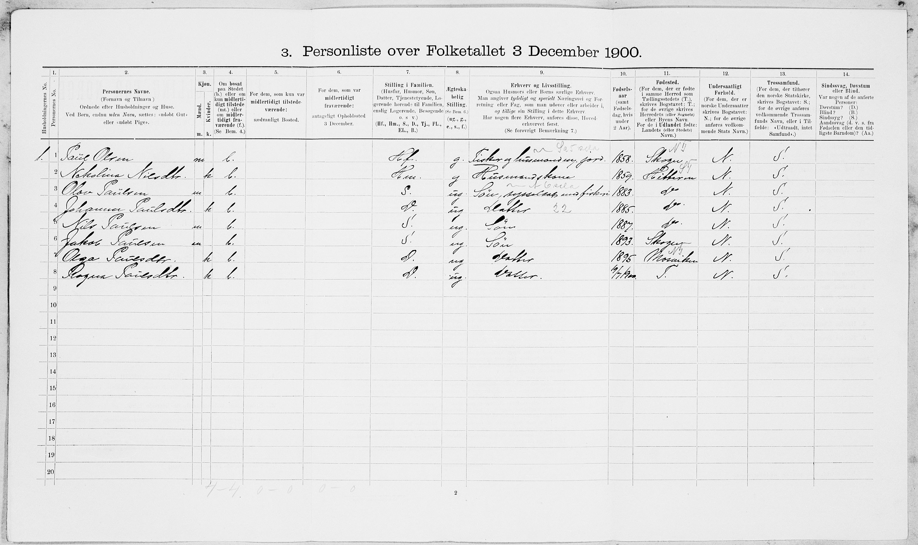 SAT, 1900 census for Mosvik og Verran, 1900, p. 49