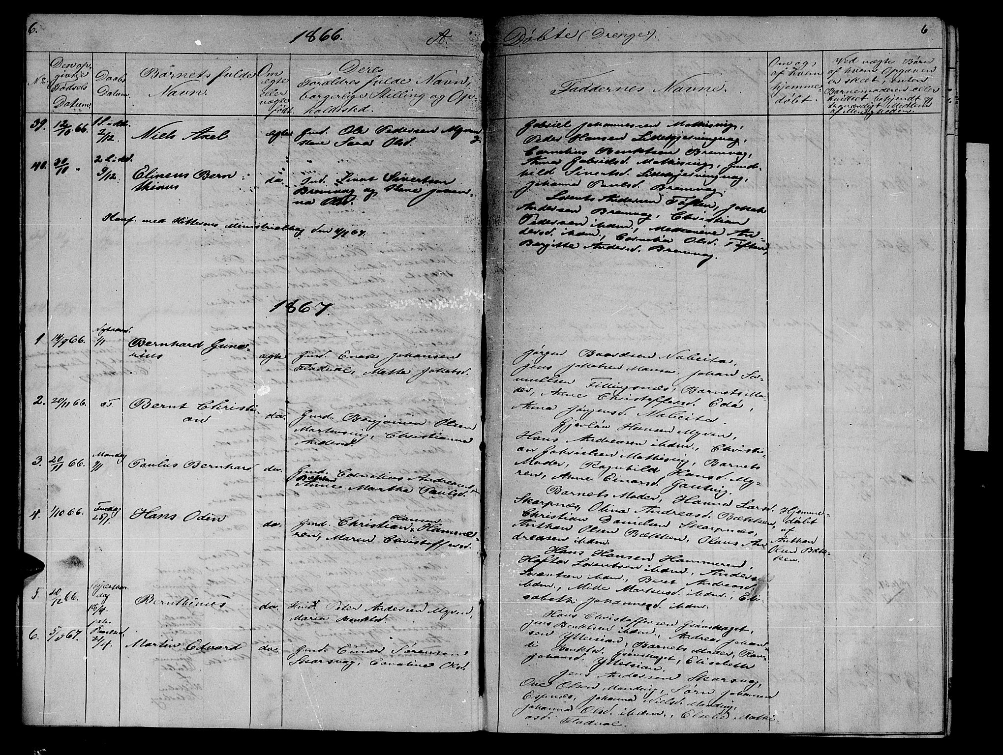 Ministerialprotokoller, klokkerbøker og fødselsregistre - Sør-Trøndelag, SAT/A-1456/634/L0539: Parish register (copy) no. 634C01, 1866-1873, p. 6