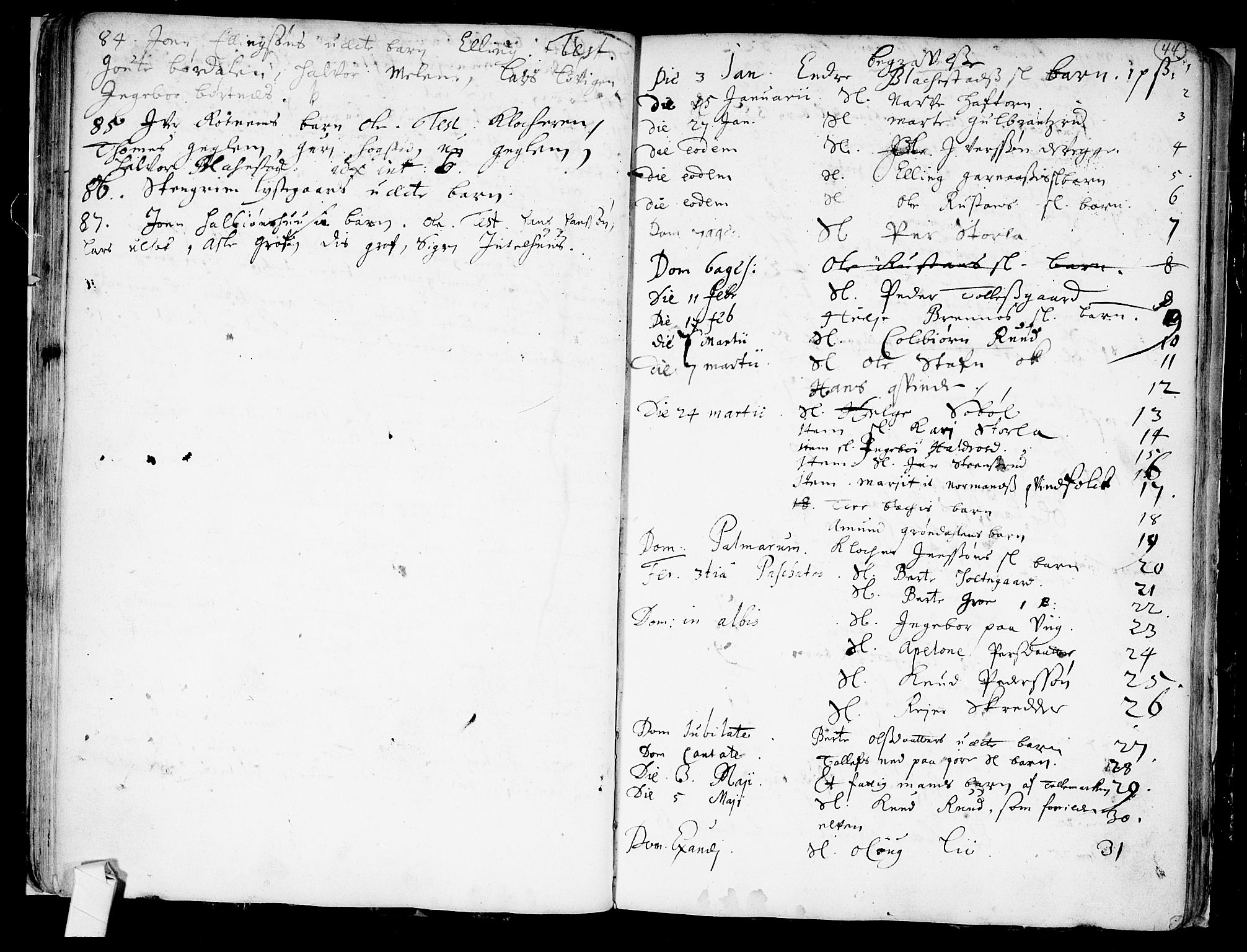 Nes kirkebøker, SAKO/A-236/F/Fa/L0001: Parish register (official) no. 1, 1693-1706, p. 44