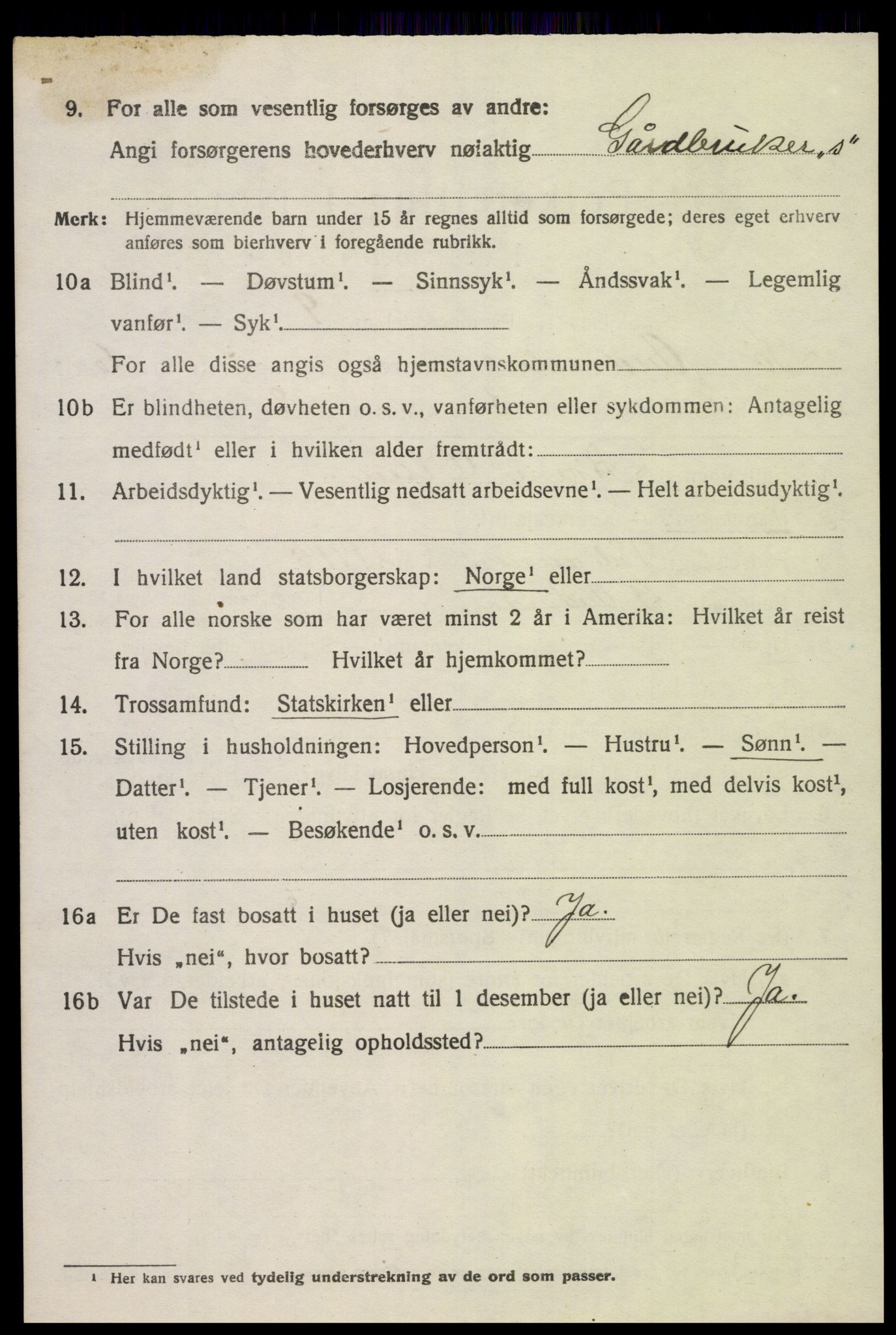 SAK, 1920 census for Sør-Audnedal, 1920, p. 2726
