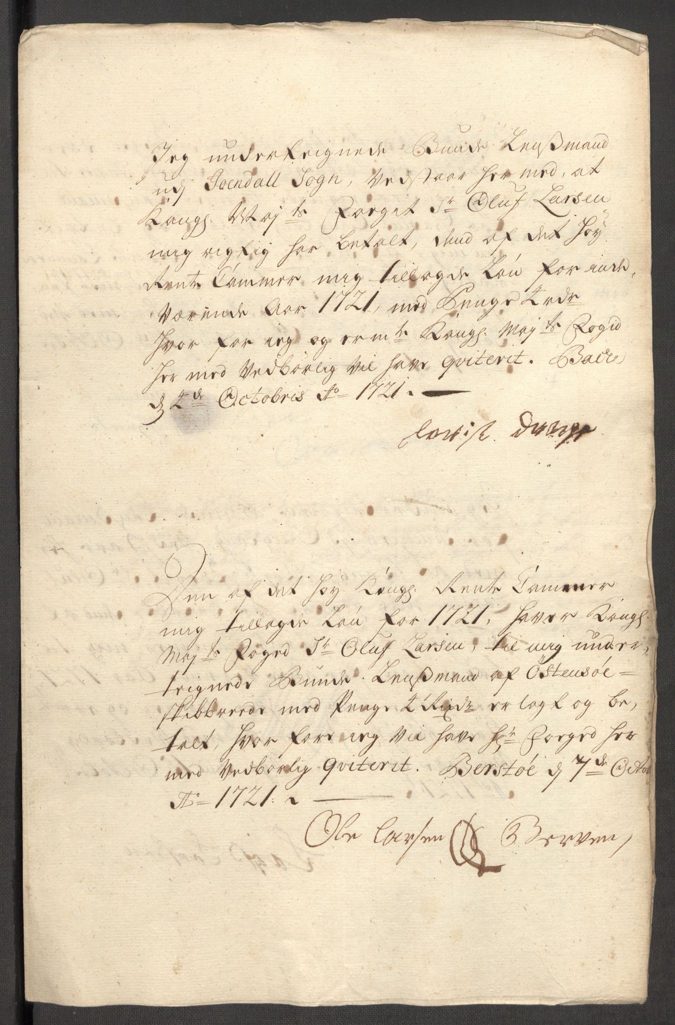 Rentekammeret inntil 1814, Reviderte regnskaper, Fogderegnskap, RA/EA-4092/R48/L3000: Fogderegnskap Sunnhordland og Hardanger, 1721, p. 336