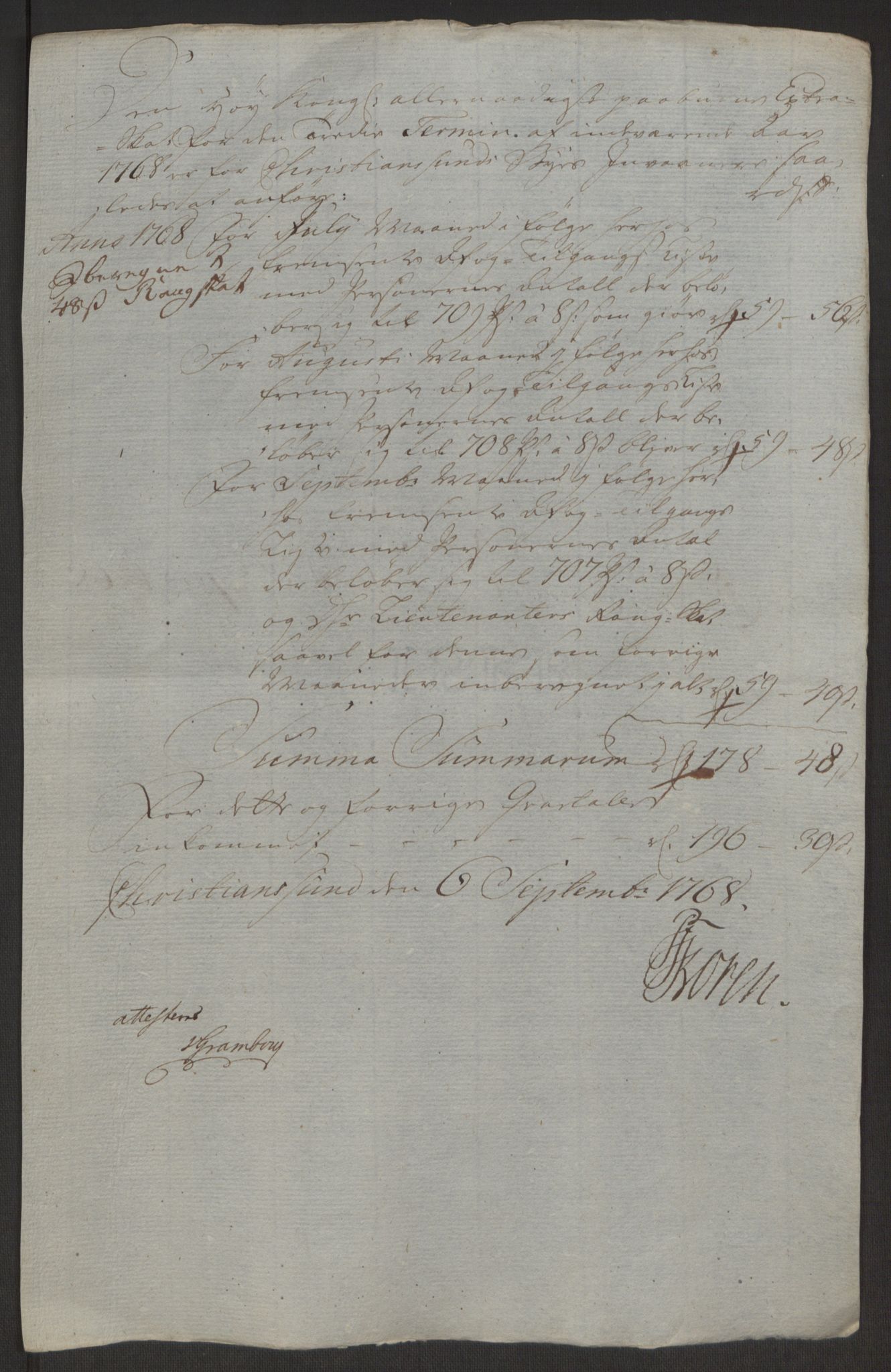 Rentekammeret inntil 1814, Reviderte regnskaper, Byregnskaper, AV/RA-EA-4066/R/Rr/L0495/0004: [R1] Kontribusjonsregnskap / Ekstraskatt, 1762-1772, p. 190