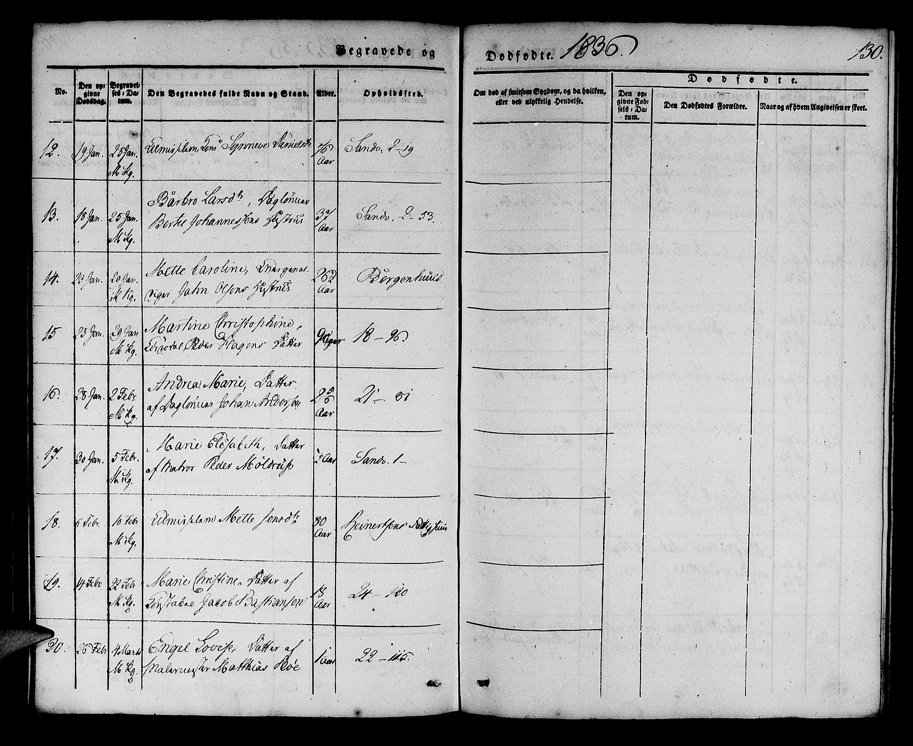 Korskirken sokneprestembete, AV/SAB-A-76101/H/Haa/L0043: Parish register (official) no. E 1, 1834-1848, p. 130