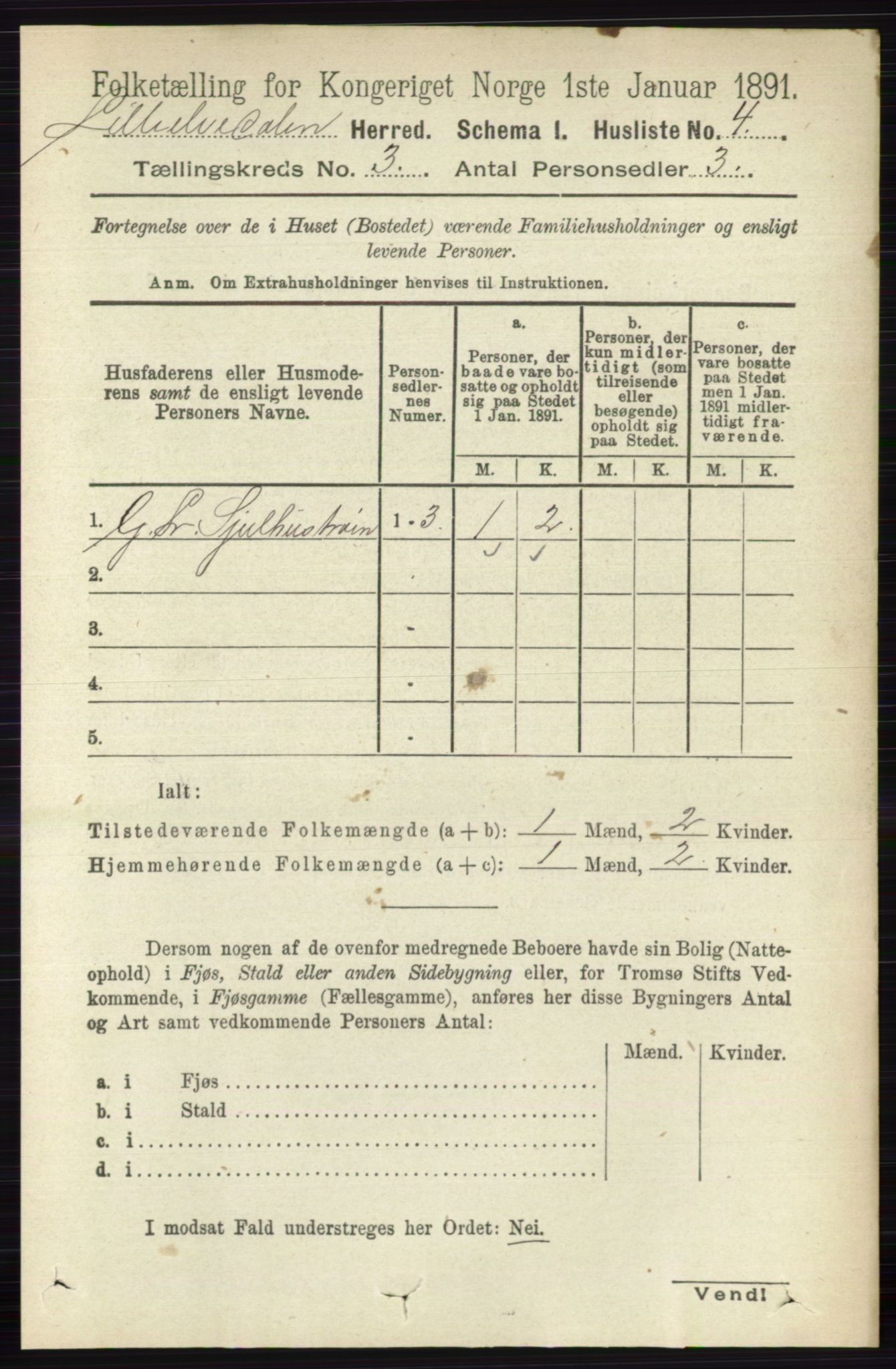 RA, 1891 census for 0438 Lille Elvedalen, 1891, p. 998