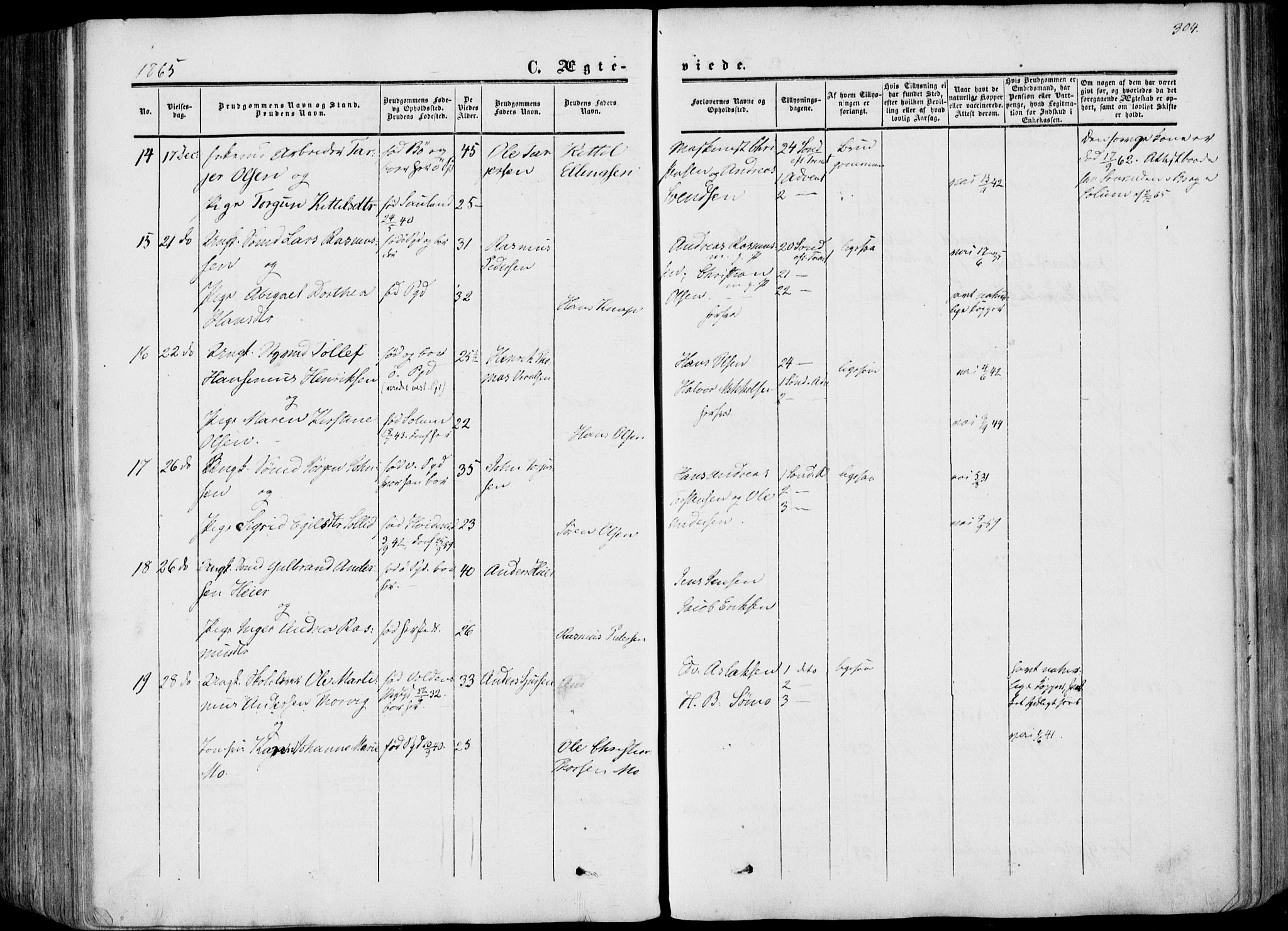 Porsgrunn kirkebøker , AV/SAKO-A-104/F/Fa/L0007: Parish register (official) no. 7, 1858-1877, p. 304