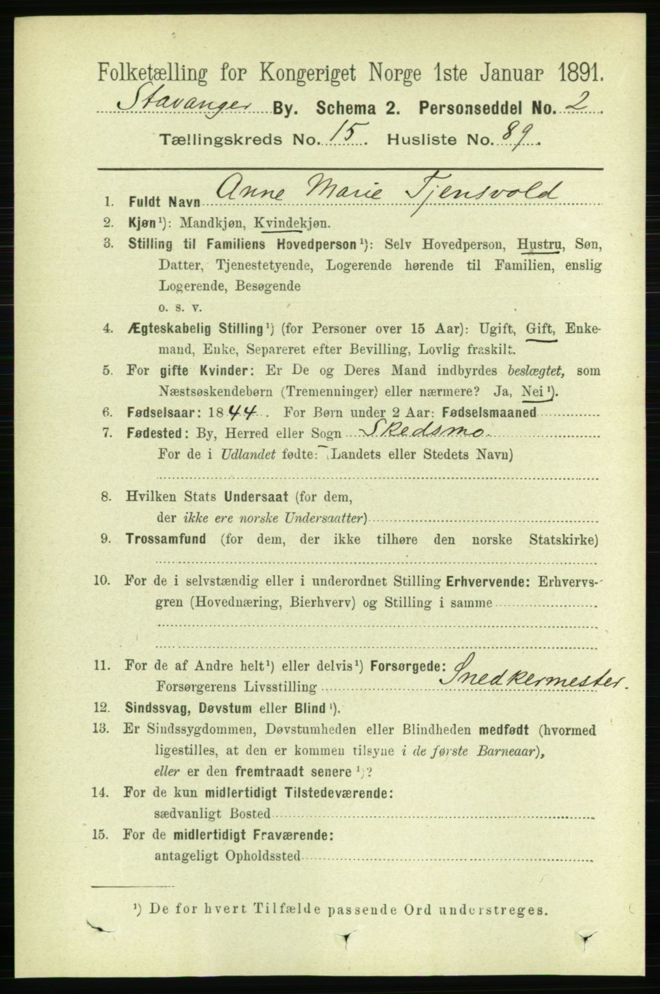 RA, 1891 census for 1103 Stavanger, 1891, p. 18718