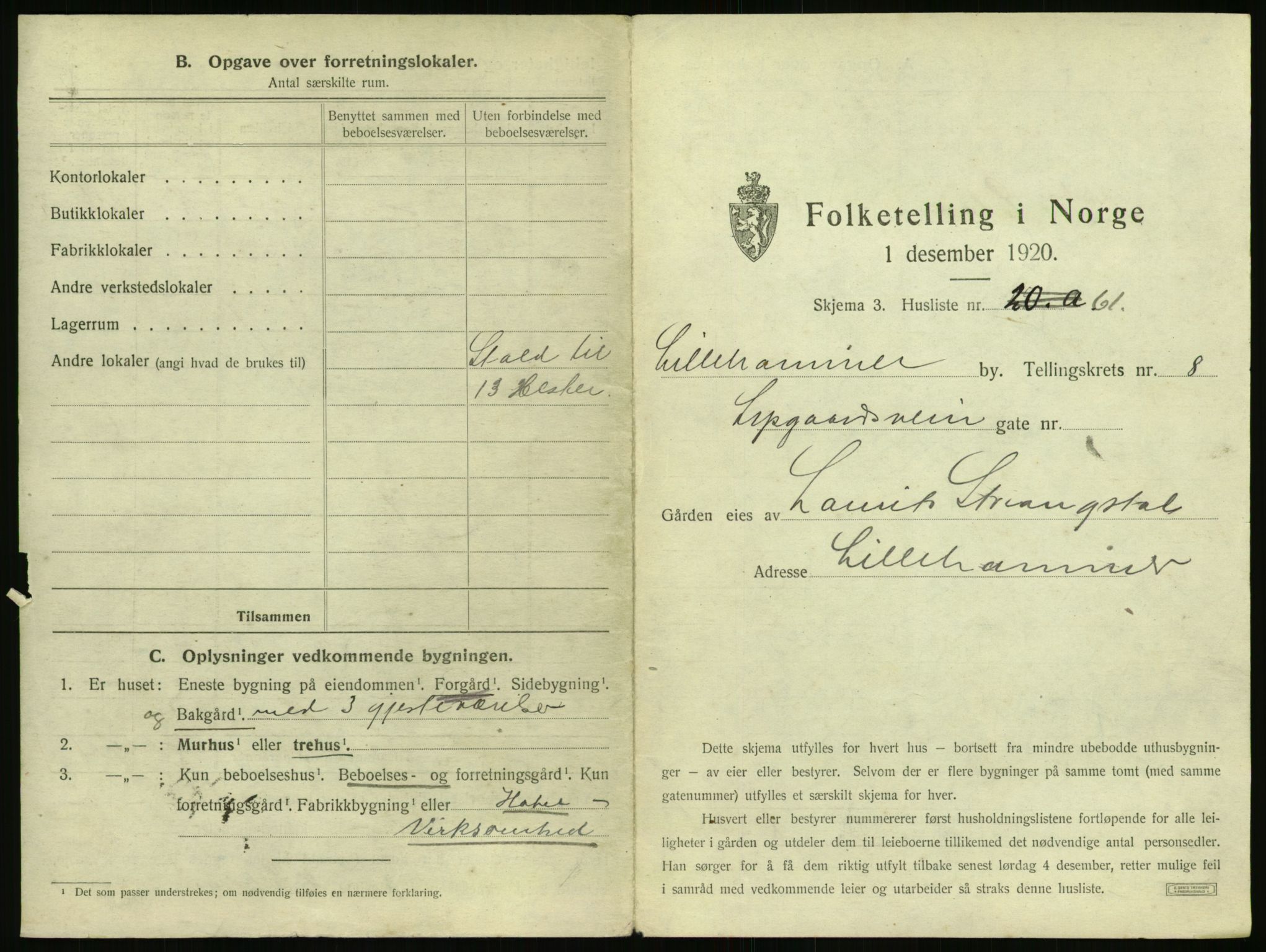 SAH, 1920 census for Lillehammer, 1920, p. 982