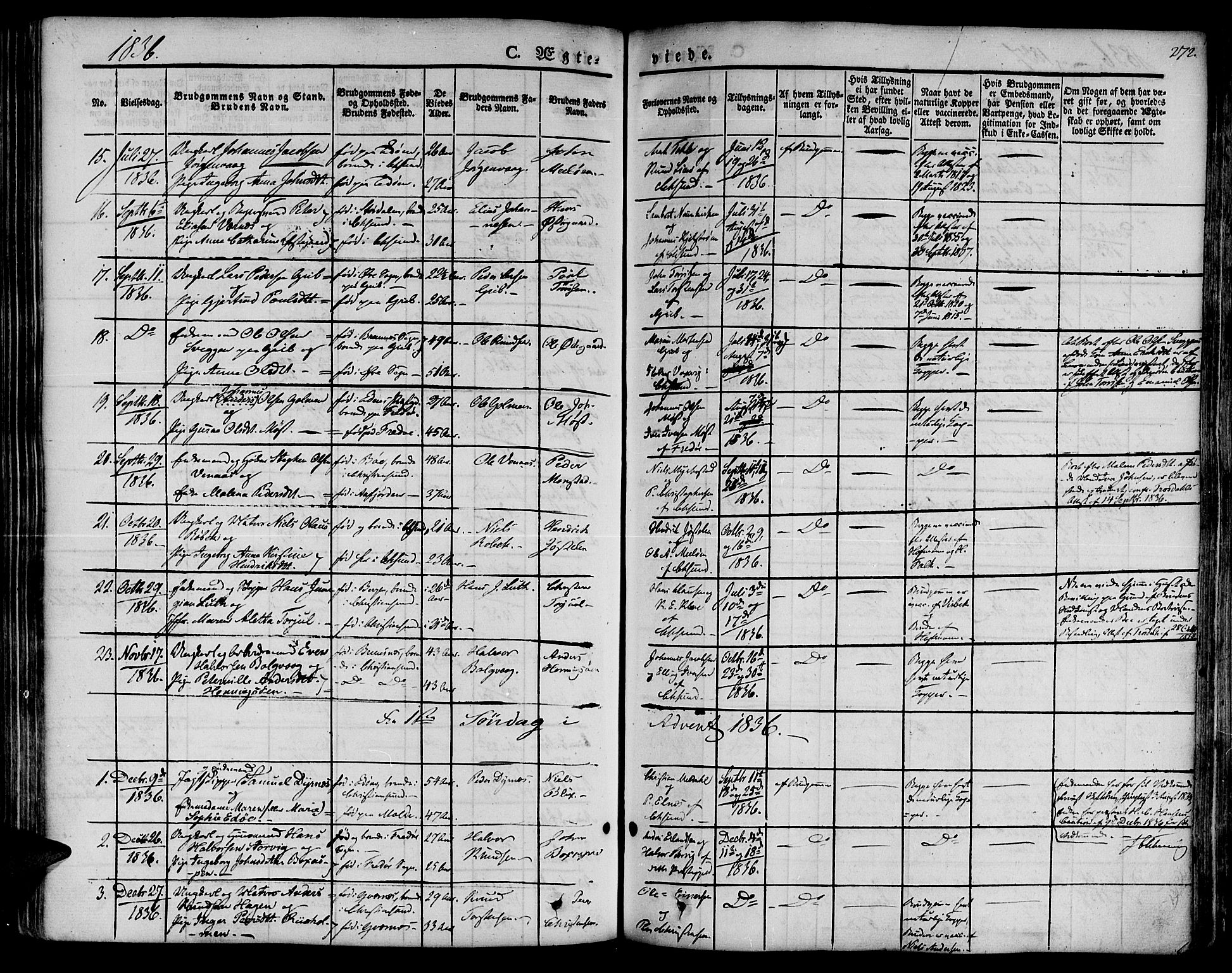 Ministerialprotokoller, klokkerbøker og fødselsregistre - Møre og Romsdal, SAT/A-1454/572/L0843: Parish register (official) no. 572A06, 1832-1842, p. 272