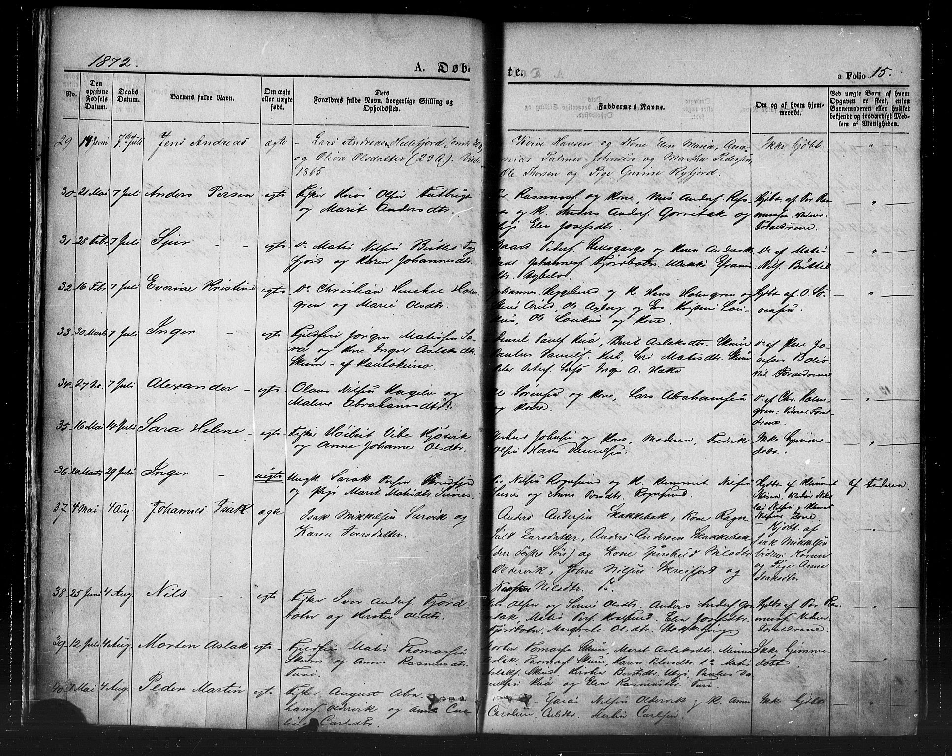 Hammerfest sokneprestkontor, AV/SATØ-S-1347/H/Ha/L0007.kirke: Parish register (official) no. 7, 1869-1884, p. 15