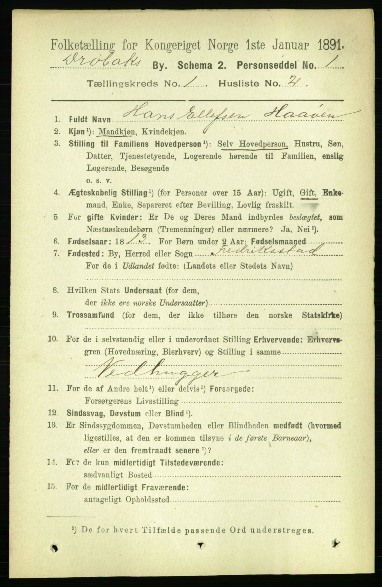 RA, 1891 census for 0203 Drøbak, 1891, p. 605