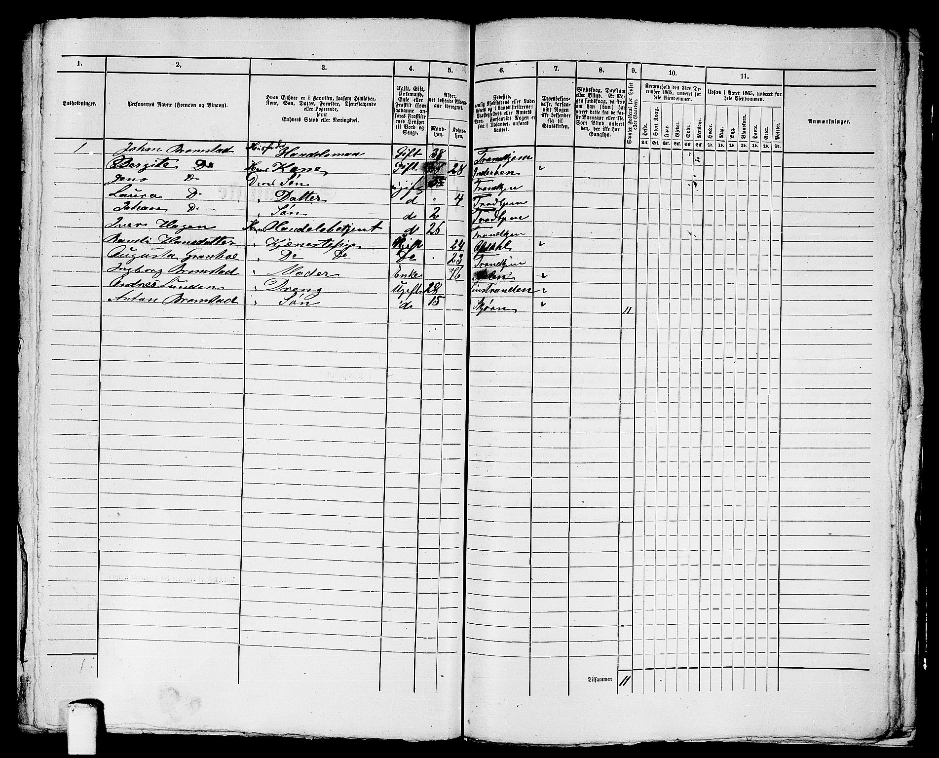 RA, 1865 census for Trondheim, 1865, p. 2573