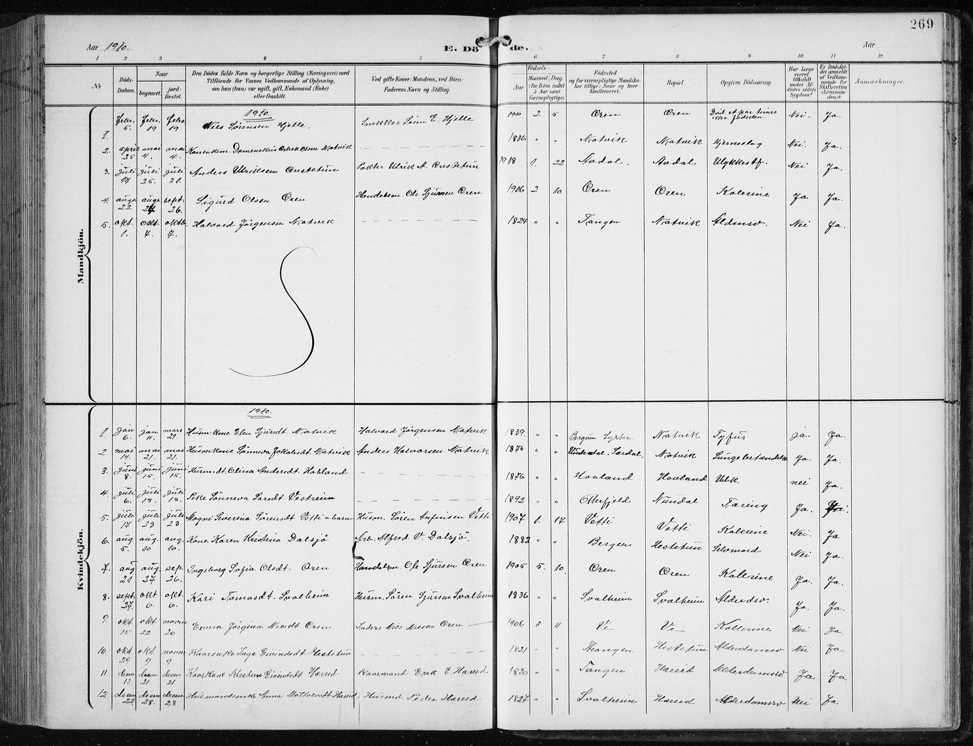 Årdal sokneprestembete, SAB/A-81701: Parish register (copy) no. A 2, 1899-1939, p. 269