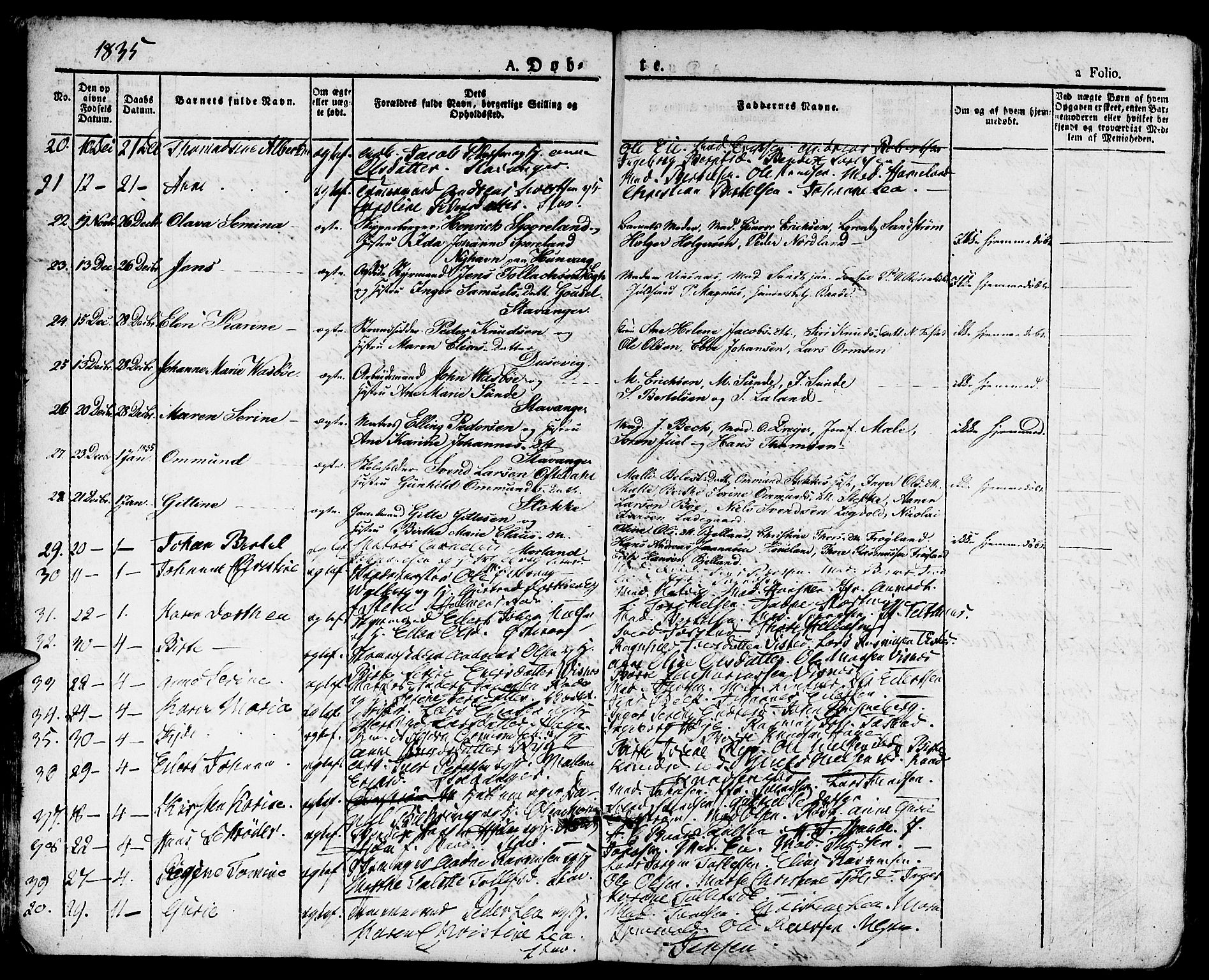 Domkirken sokneprestkontor, SAST/A-101812/001/30/30BA/L0011: Parish register (official) no. A 11, 1832-1856