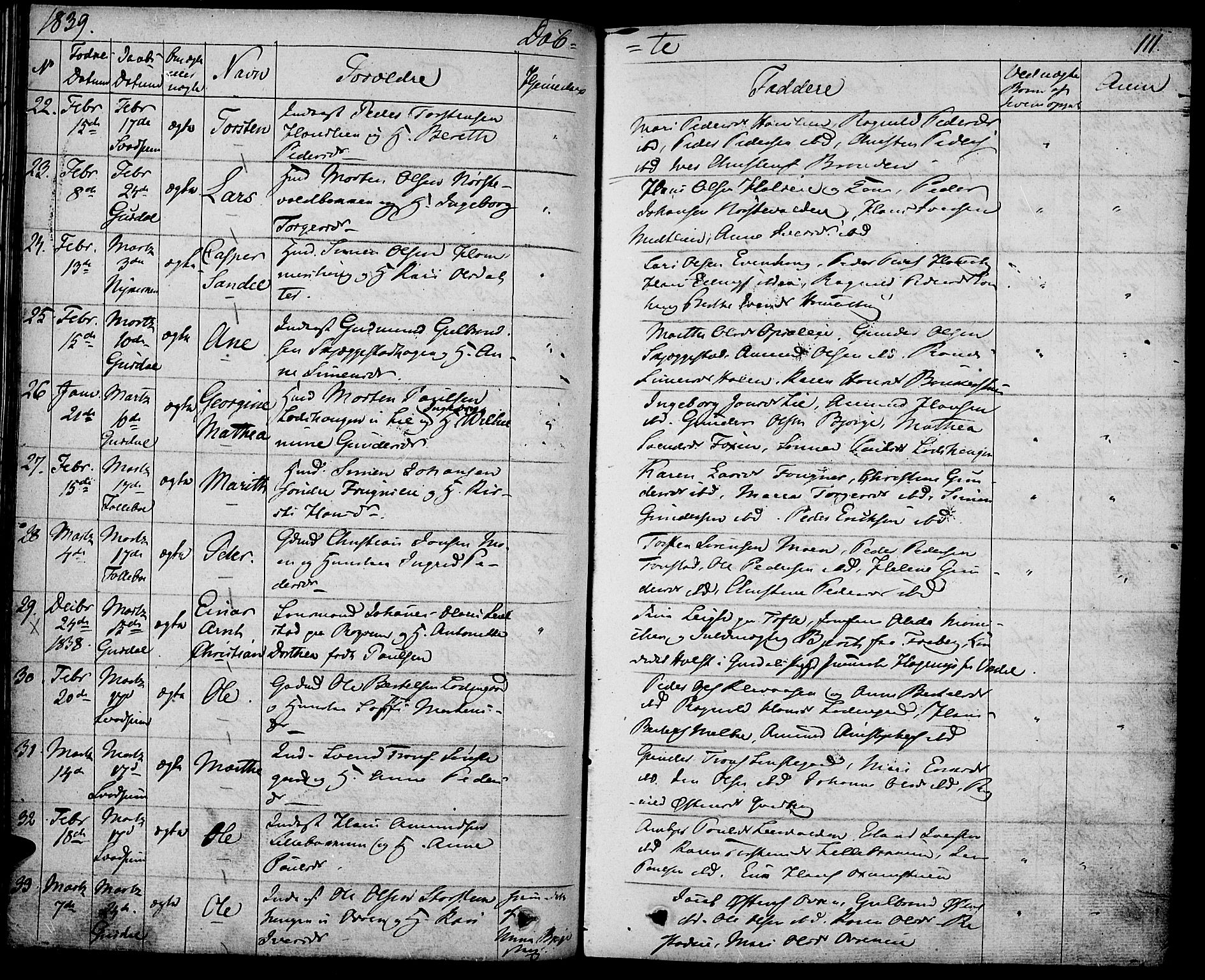 Gausdal prestekontor, AV/SAH-PREST-090/H/Ha/Haa/L0006: Parish register (official) no. 6, 1830-1839, p. 111