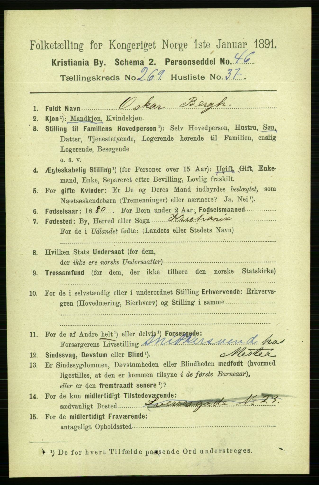 RA, 1891 census for 0301 Kristiania, 1891, p. 163919