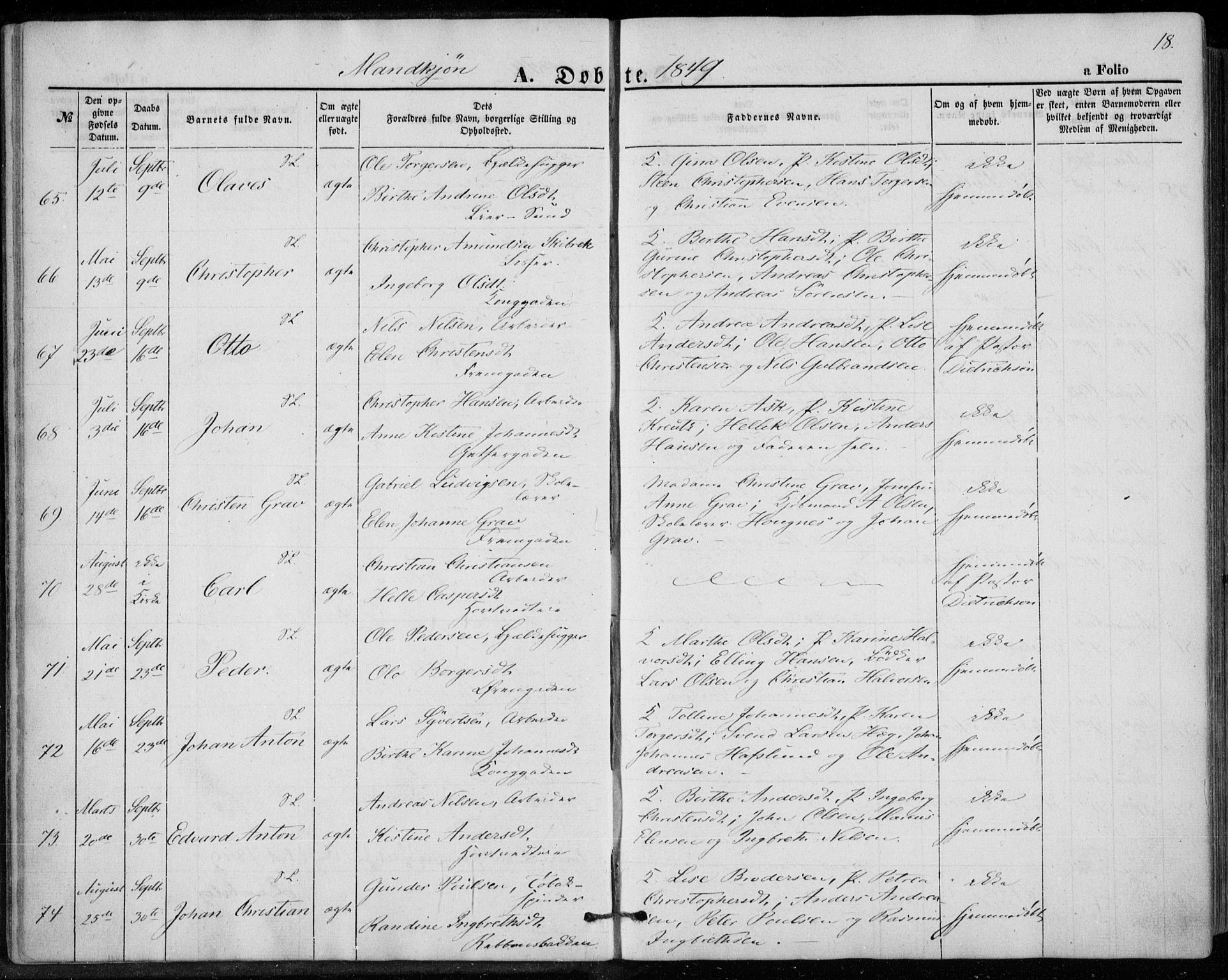 Bragernes kirkebøker, SAKO/A-6/F/Fb/L0002: Parish register (official) no. II 2, 1848-1859, p. 18