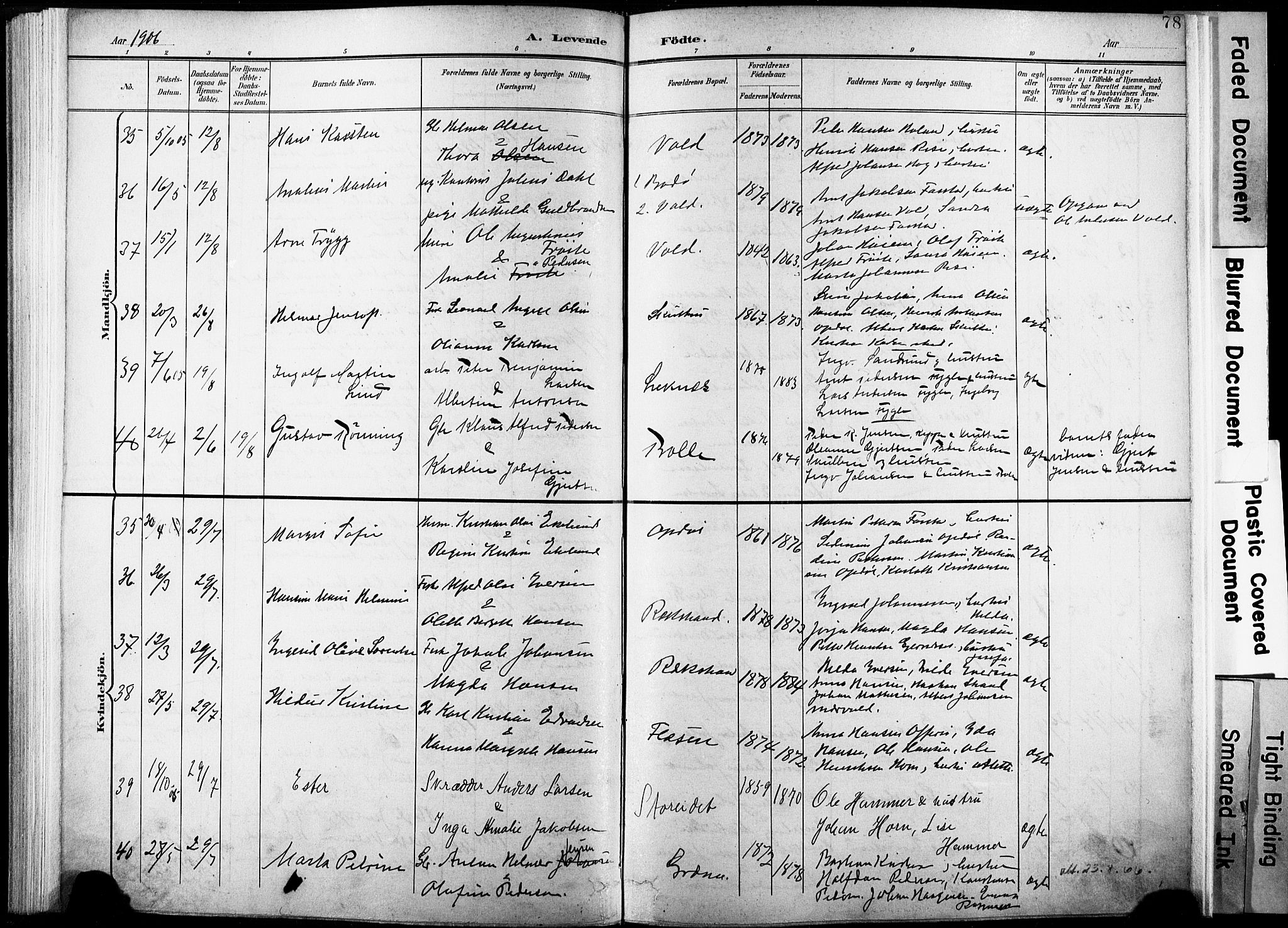 Ministerialprotokoller, klokkerbøker og fødselsregistre - Nordland, SAT/A-1459/881/L1151: Parish register (official) no. 881A04, 1899-1907, p. 78