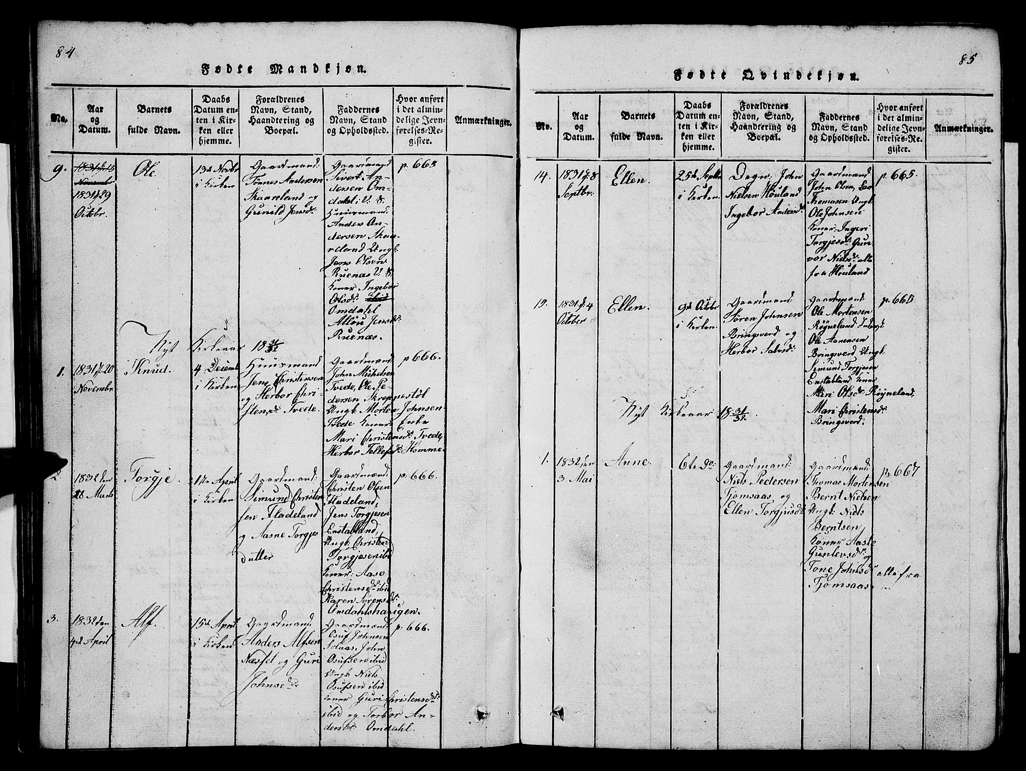 Vennesla sokneprestkontor, AV/SAK-1111-0045/Fb/Fba/L0001: Parish register (copy) no. B 1, 1820-1834, p. 84-85