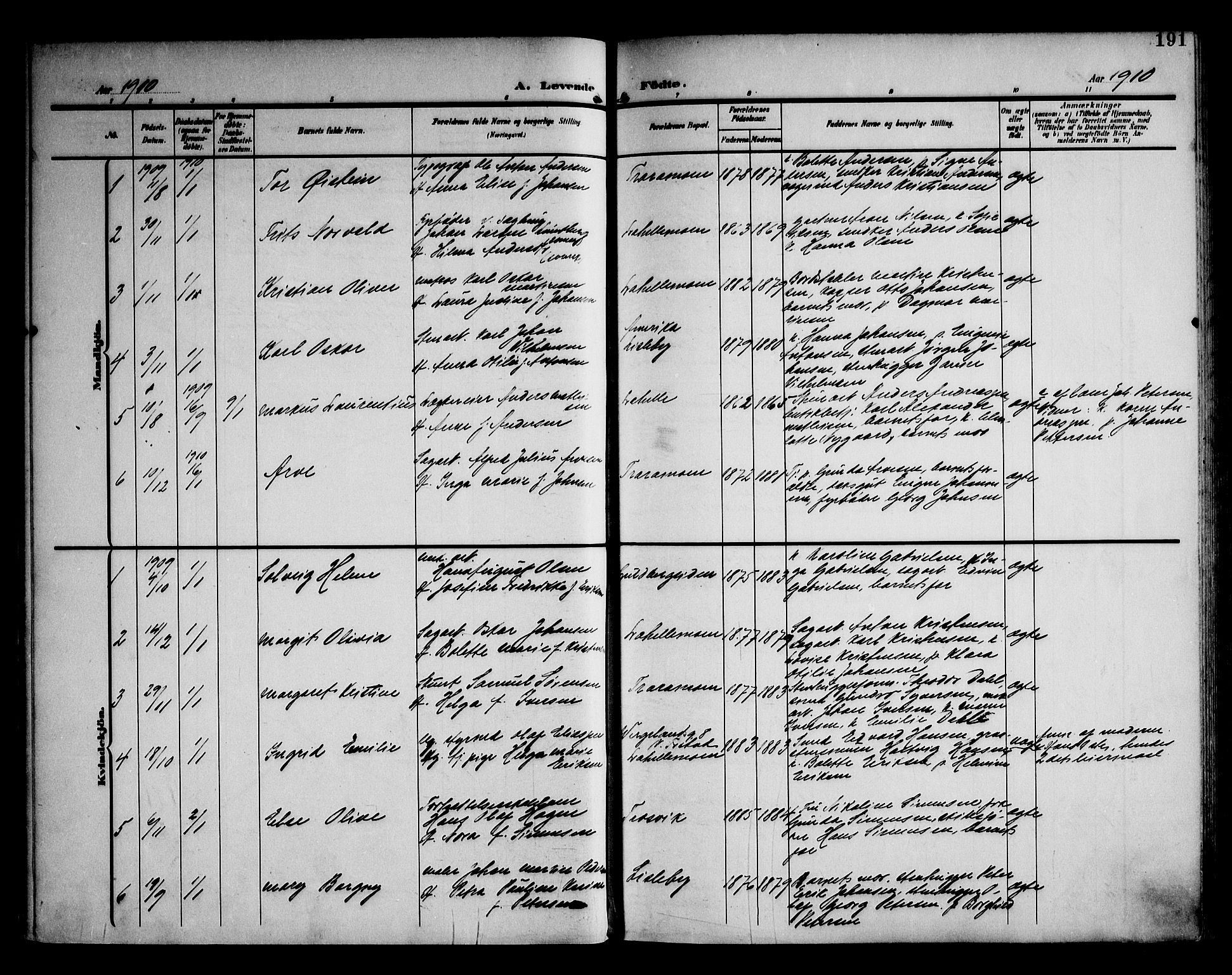 Glemmen prestekontor Kirkebøker, SAO/A-10908/F/Fa/L0014: Parish register (official) no. 14, 1902-1922, p. 191