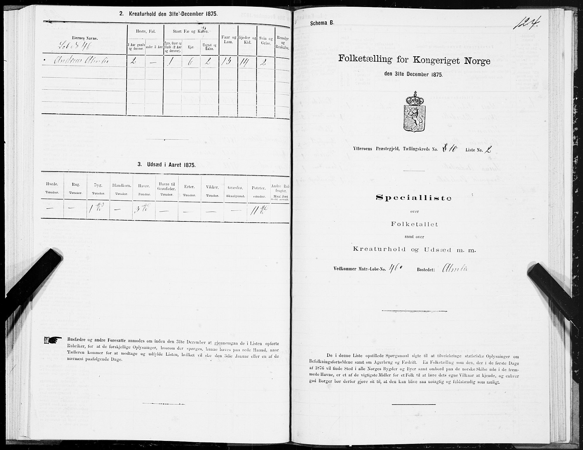 SAT, 1875 census for 1722P Ytterøy, 1875, p. 5124