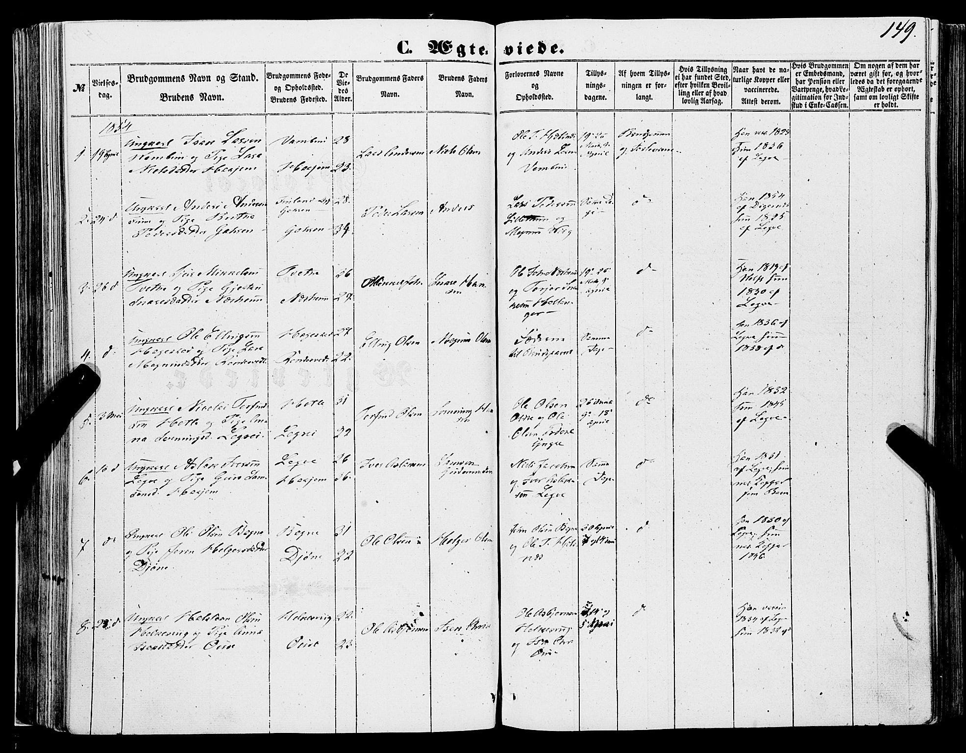 Ulvik sokneprestembete, SAB/A-78801/H/Haa: Parish register (official) no. A 13, 1853-1863, p. 149