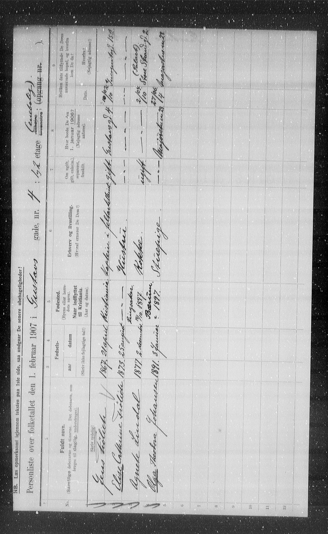 OBA, Municipal Census 1907 for Kristiania, 1907, p. 16637