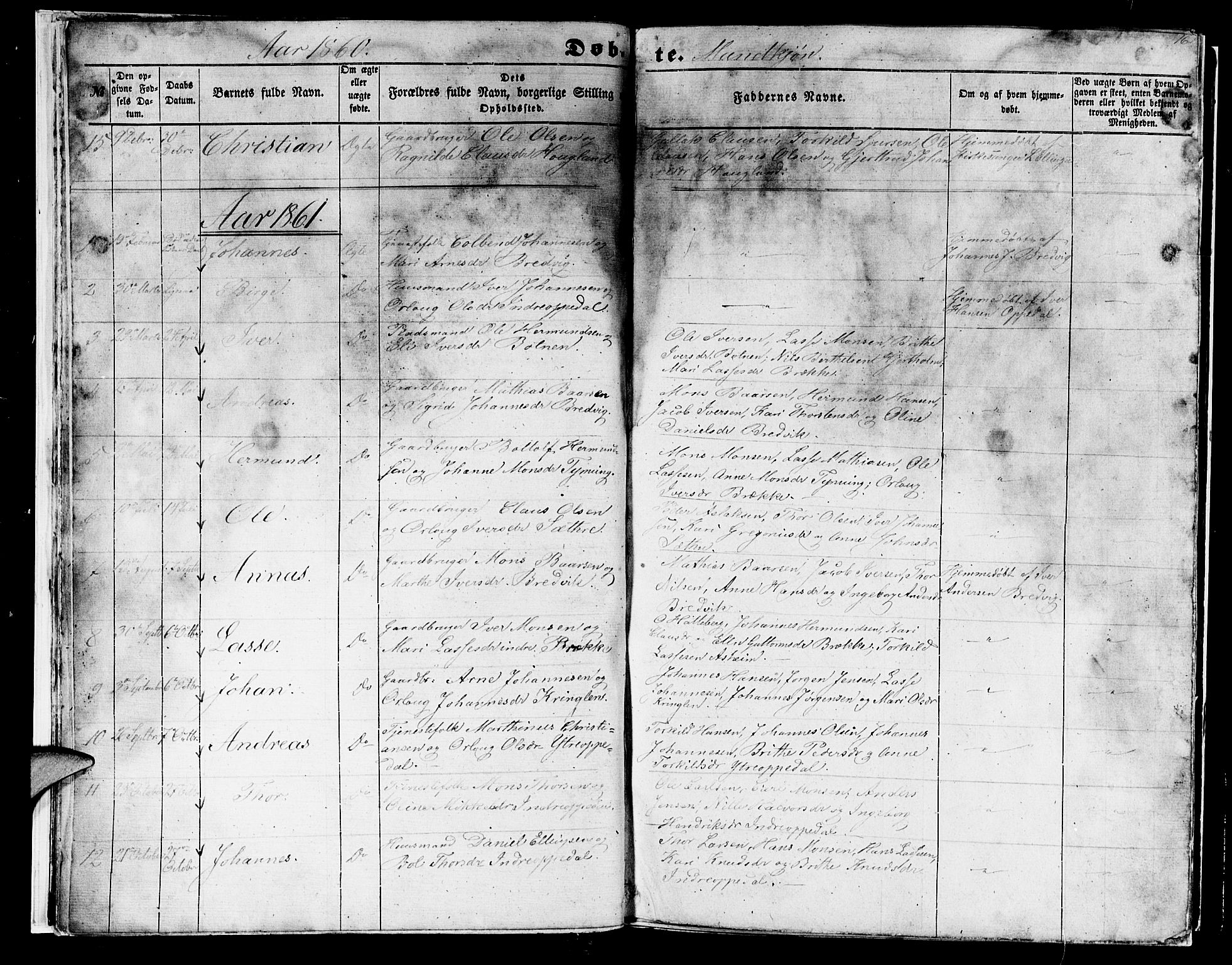 Gulen sokneprestembete, AV/SAB-A-80201/H/Hab/Habc/L0001: Parish register (copy) no. C 1, 1853-1880, p. 16