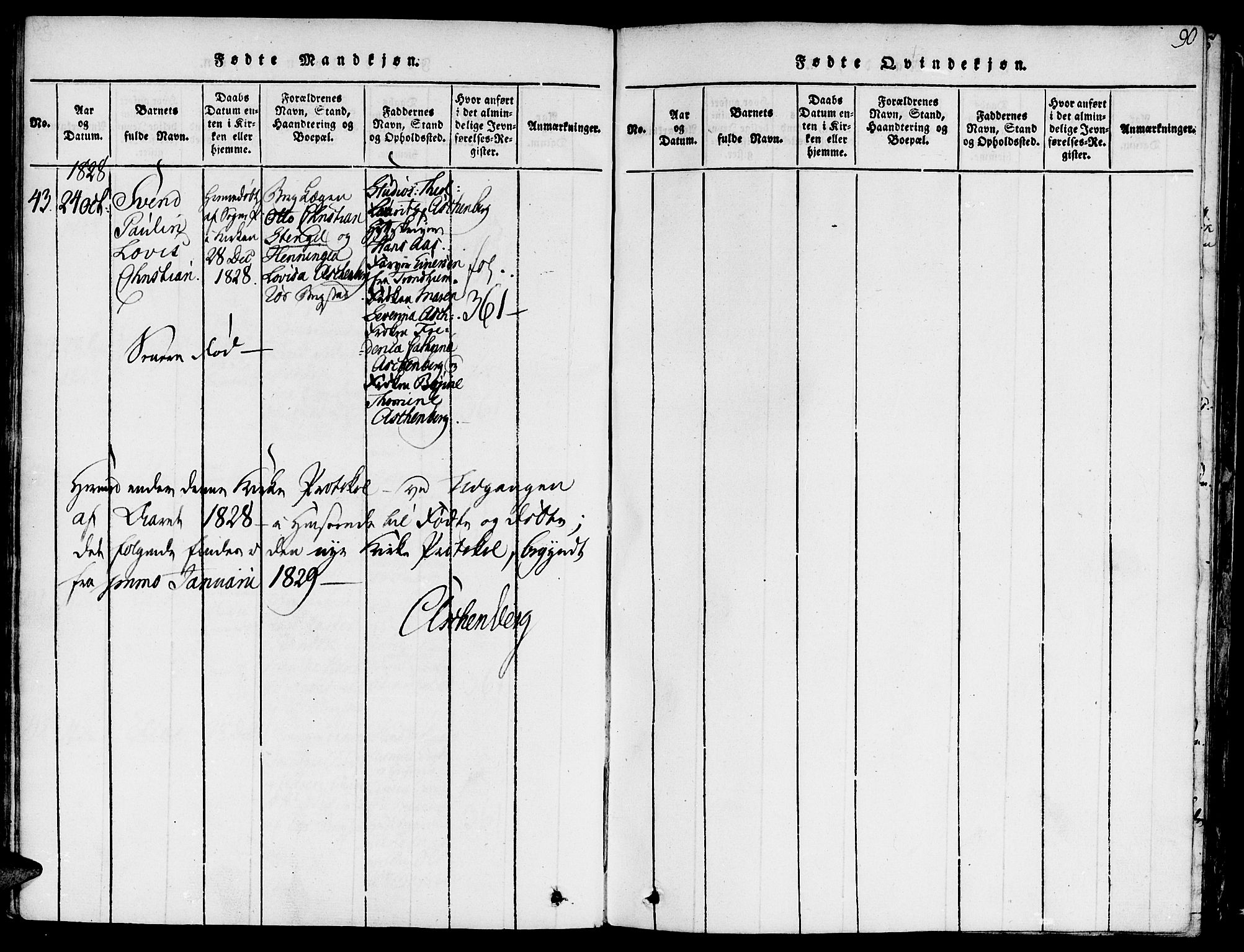 Ministerialprotokoller, klokkerbøker og fødselsregistre - Sør-Trøndelag, SAT/A-1456/681/L0929: Parish register (official) no. 681A07, 1817-1828, p. 90