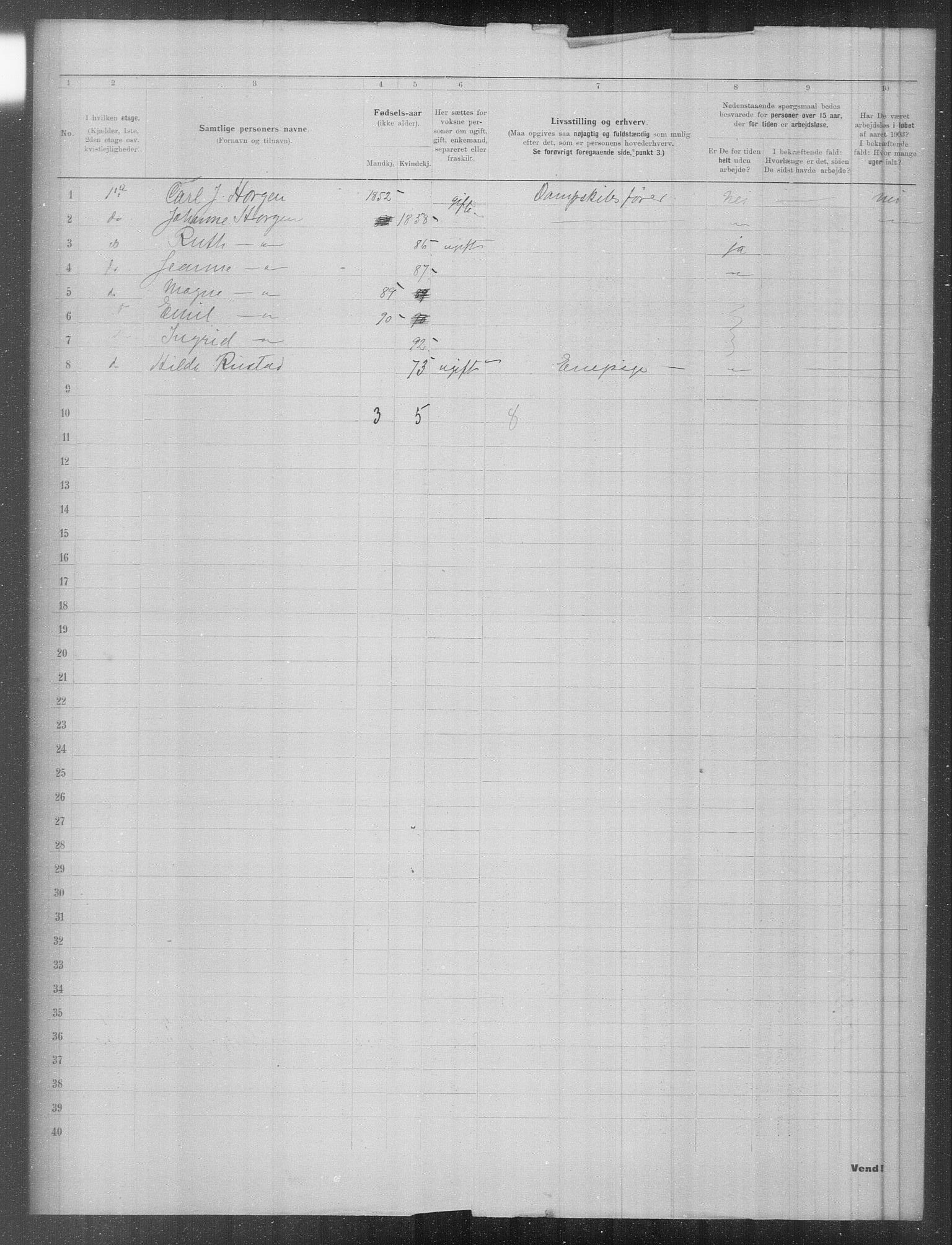 OBA, Municipal Census 1903 for Kristiania, 1903, p. 1631