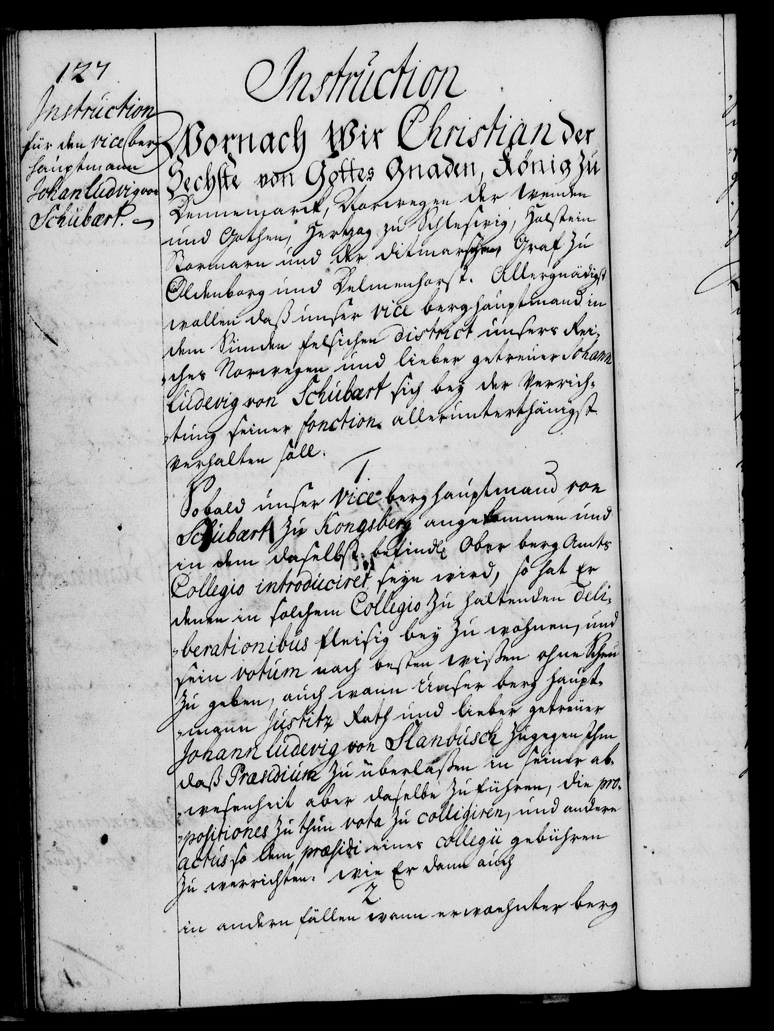 Rentekammeret, Kammerkanselliet, RA/EA-3111/G/Gg/Ggi/L0002: Norsk instruksjonsprotokoll med register (merket RK 53.35), 1729-1751, p. 127