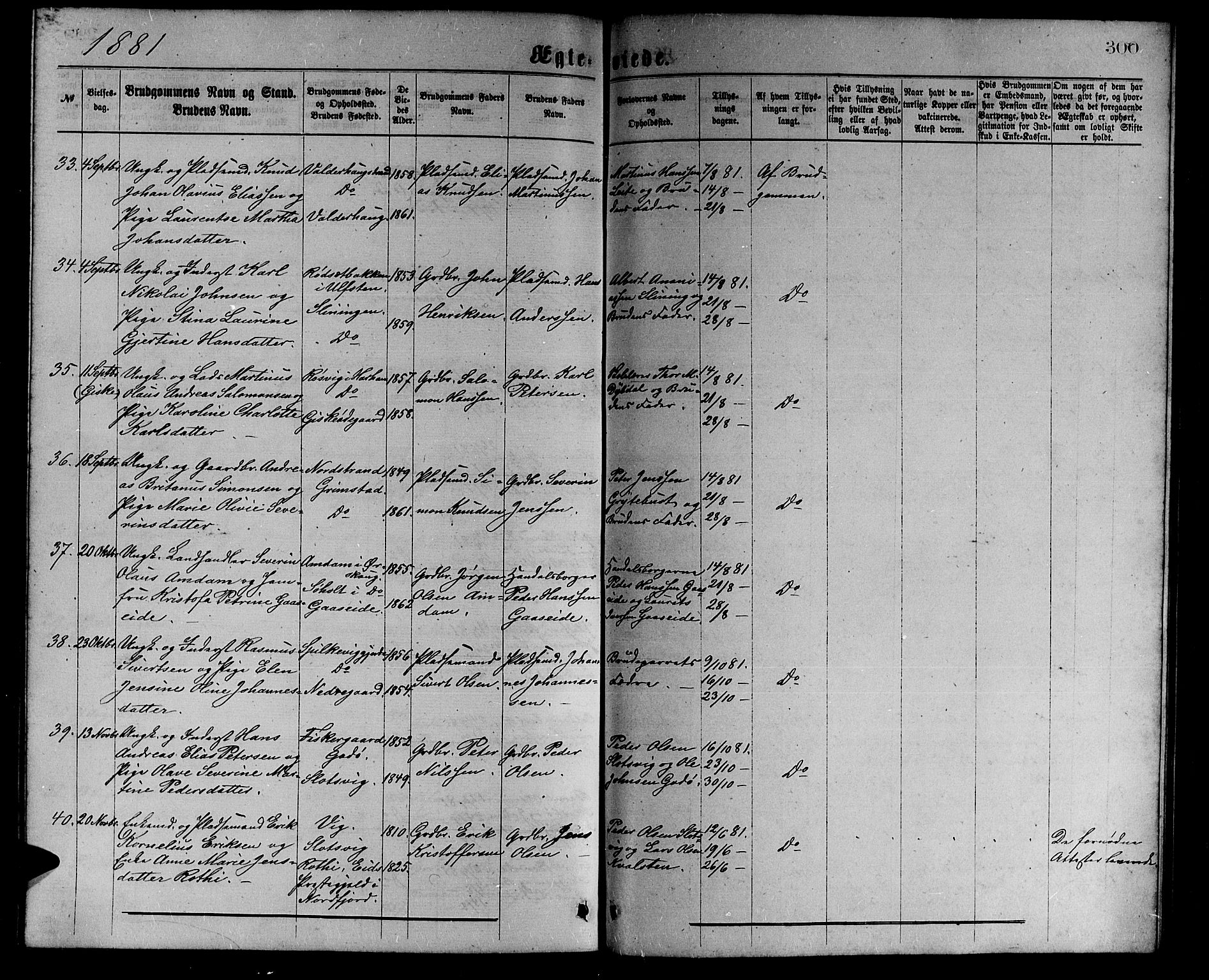 Ministerialprotokoller, klokkerbøker og fødselsregistre - Møre og Romsdal, AV/SAT-A-1454/528/L0429: Parish register (copy) no. 528C10, 1872-1886, p. 300