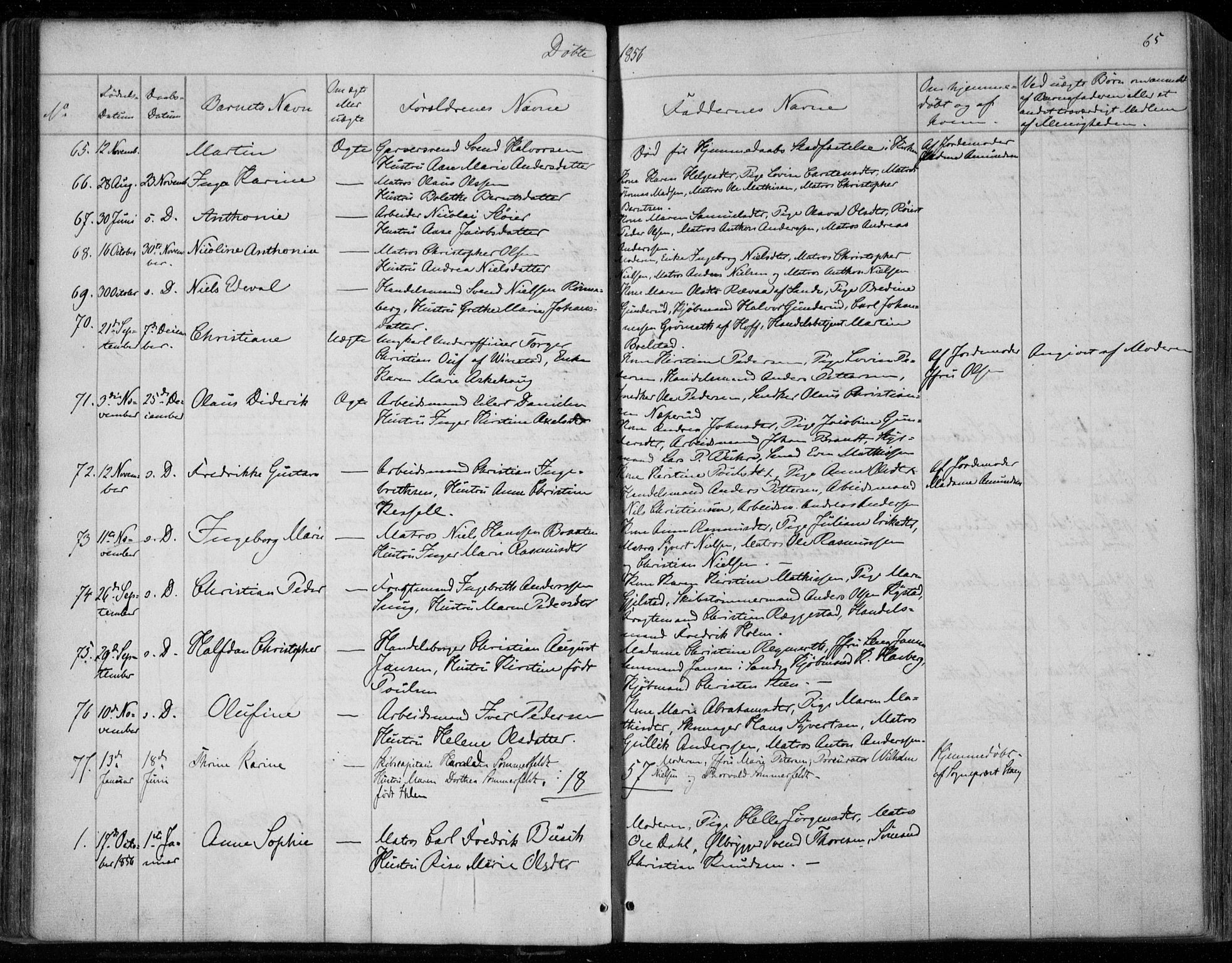 Holmestrand kirkebøker, SAKO/A-346/F/Fa/L0002: Parish register (official) no. 2, 1840-1866, p. 65