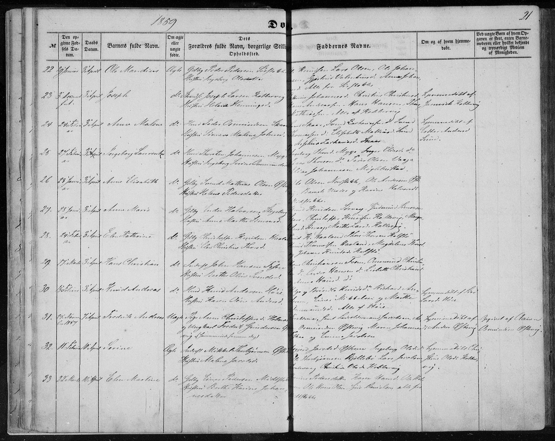 Avaldsnes sokneprestkontor, SAST/A -101851/H/Ha/Haa/L0010: Parish register (official) no. A 10, 1857-1876, p. 21