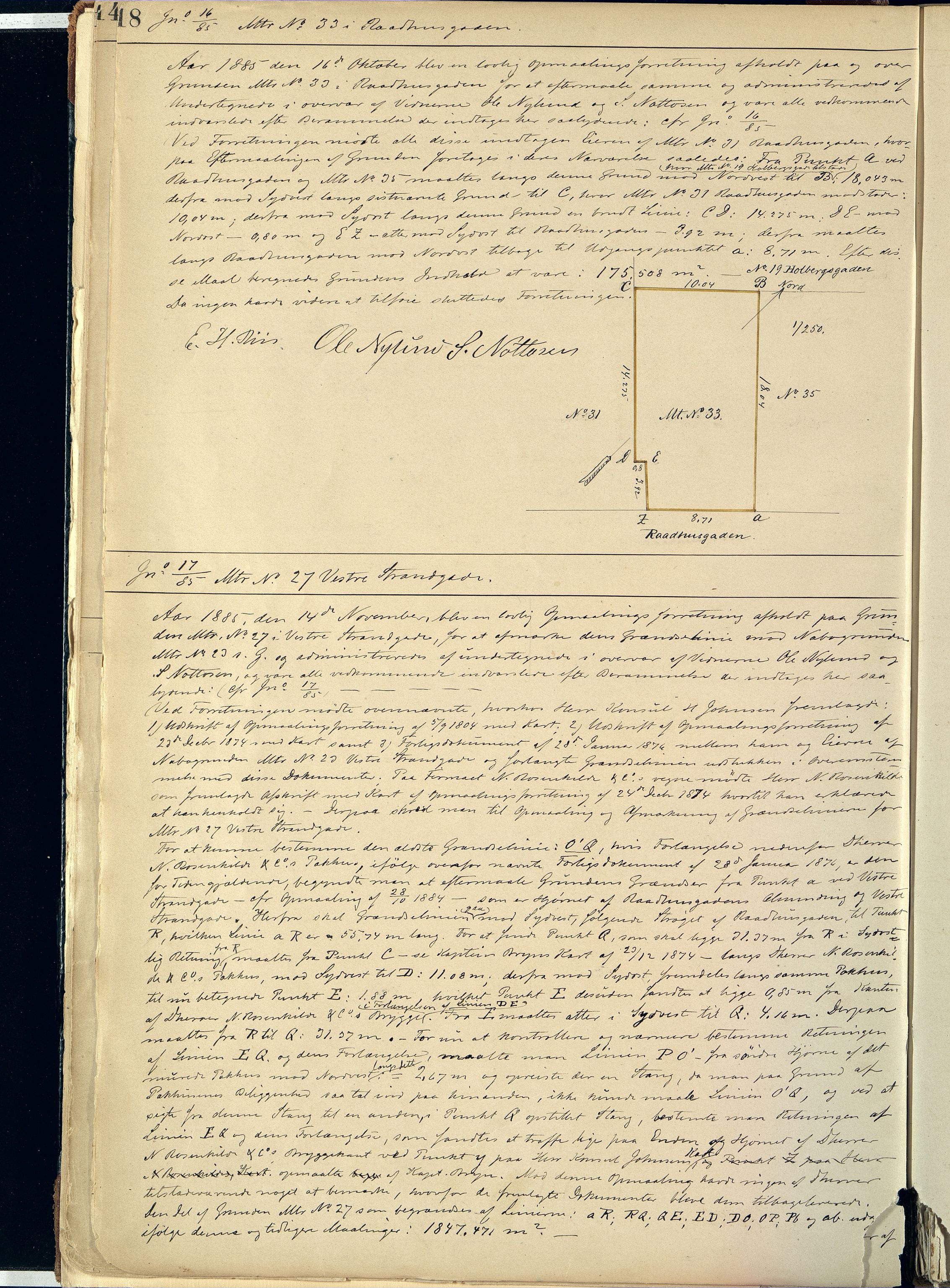 Kristiansand By - Magistraten, ARKSOR/1001KG122/I/Ic/L0008: Grunnmålingsprotokoll nr.6 (d), 1884-1908